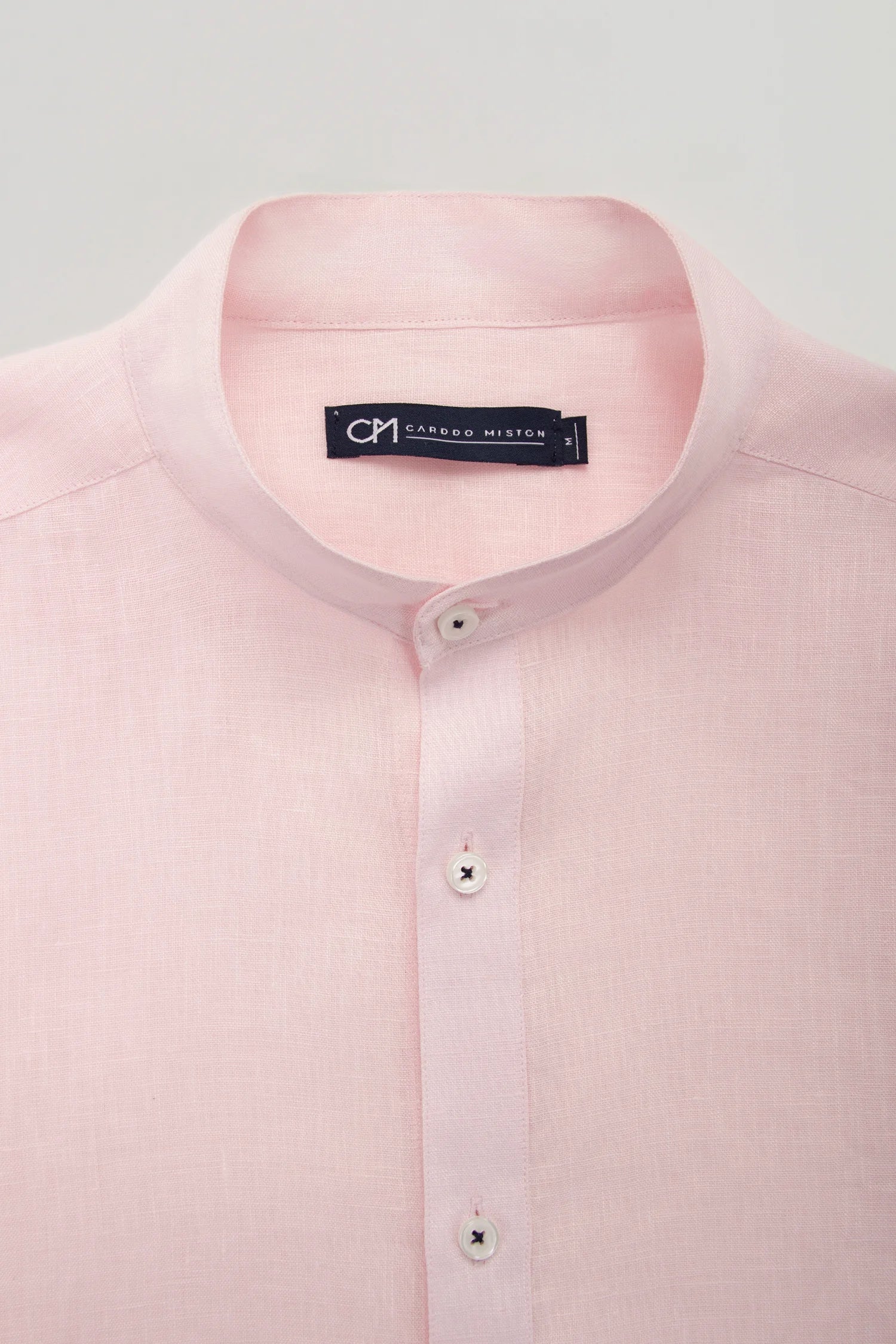 Camisa Cuello Mao Lino Rosa Bebé