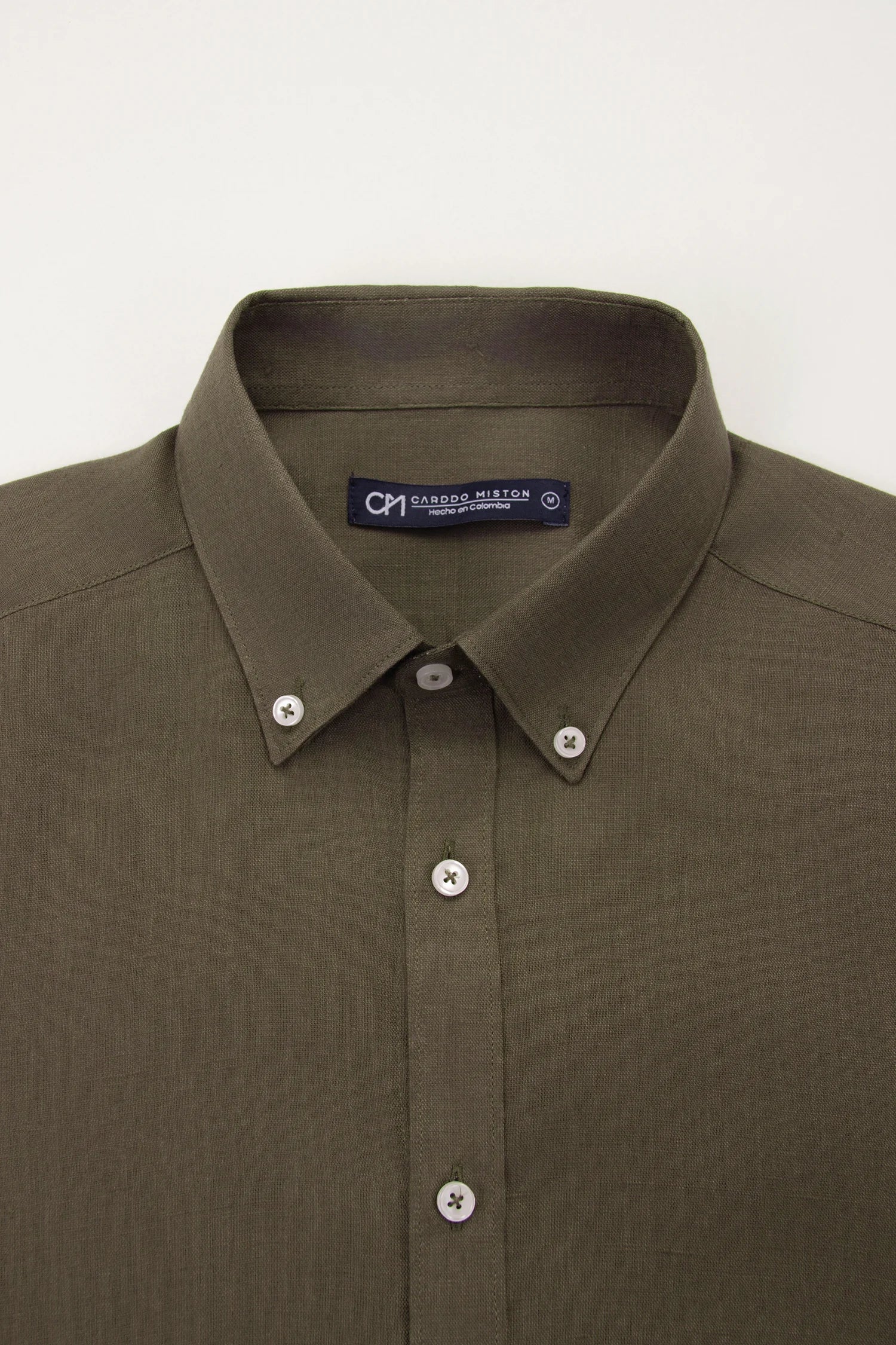 Camisa Button Down Lino Verde Oliva