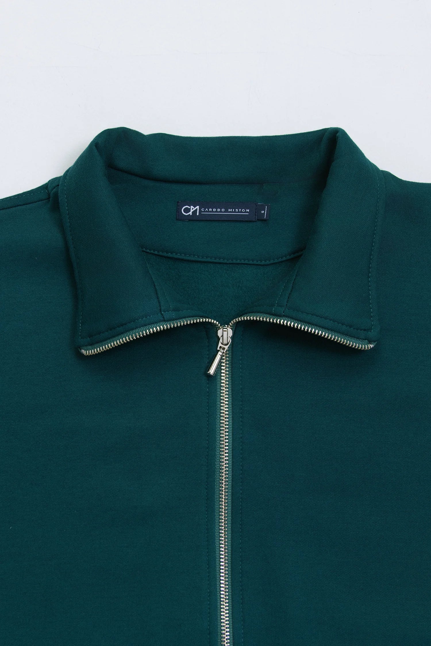 Chaqueta Perchada Zip Algodón Verde Botella