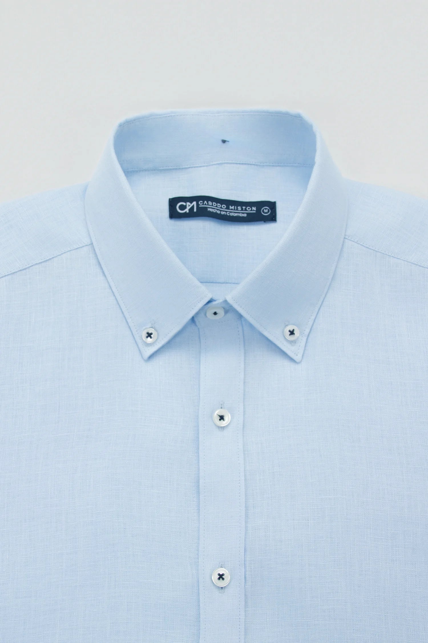 Camisa Button Down Lino Azul Bebé