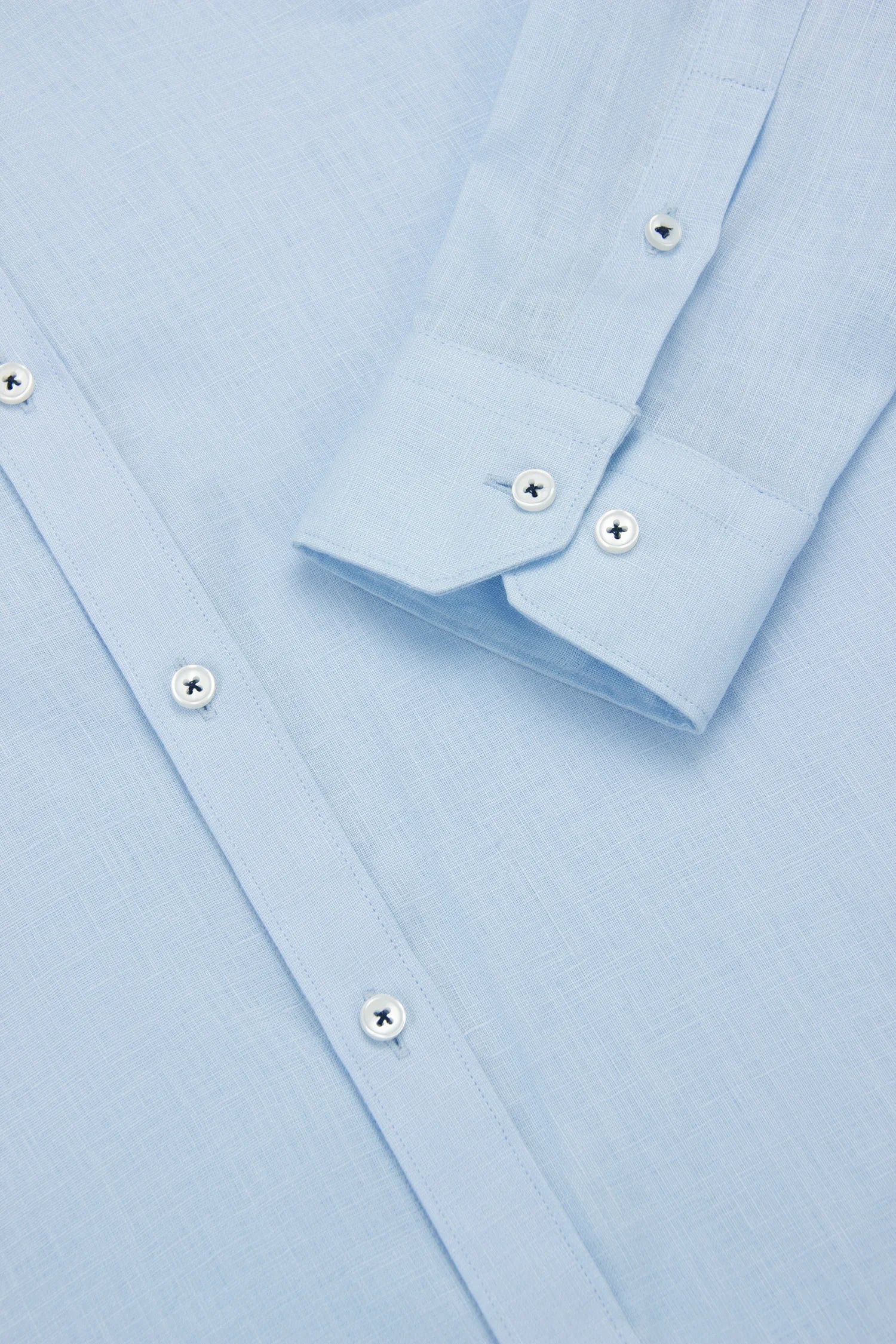 Camisa Button Down Lino Azul Bebé
