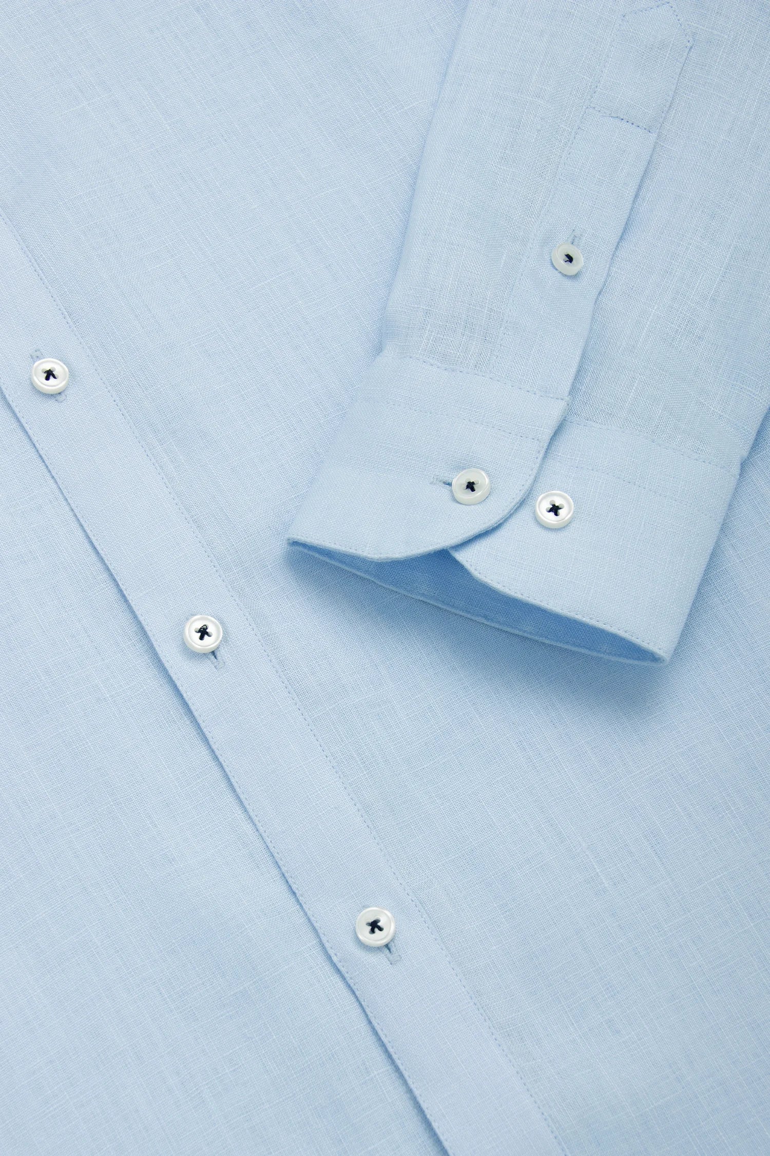 Camisa Cuello Mao Lino Azul Bebé