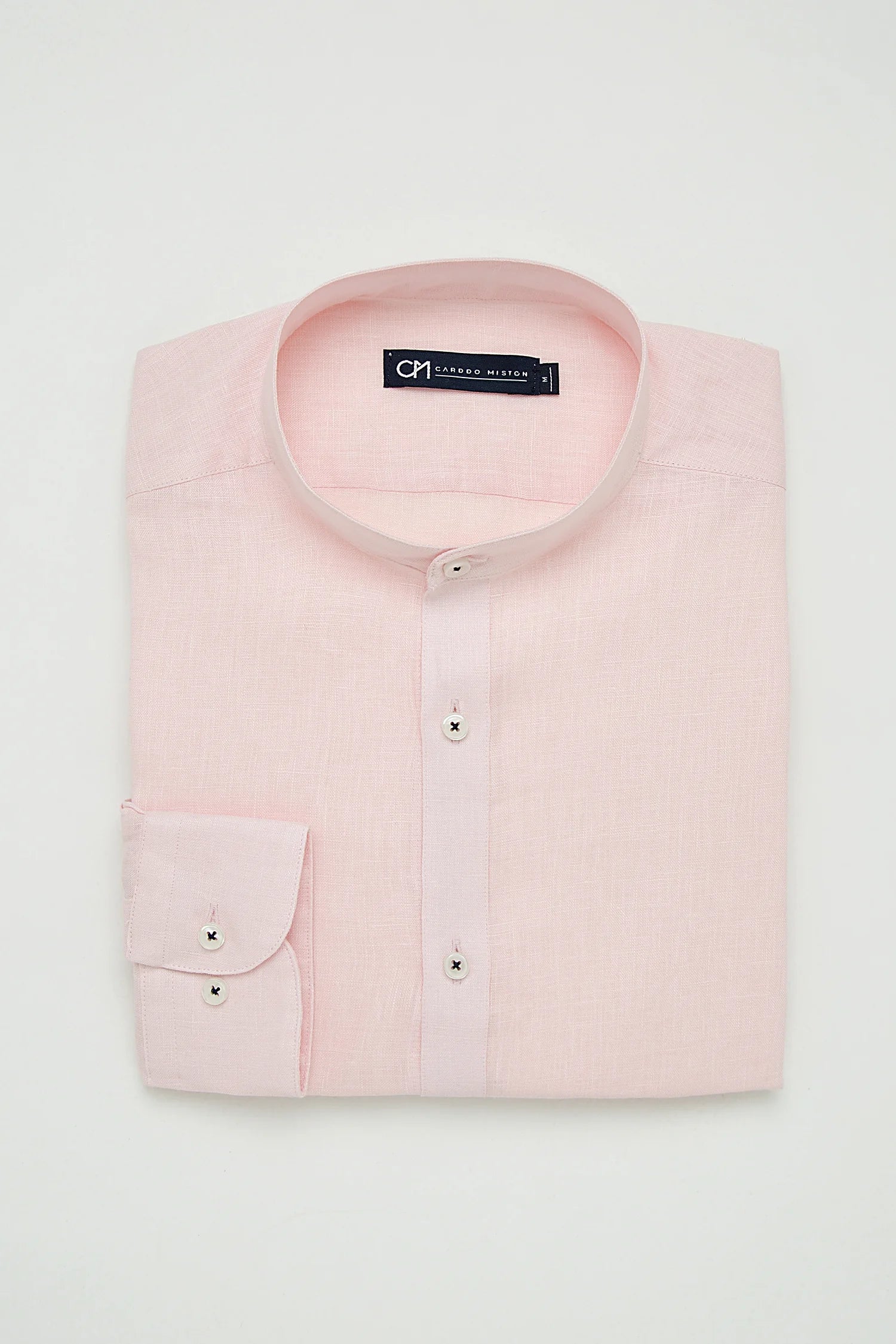 Camisa Cuello Mao Lino Rosa Bebé