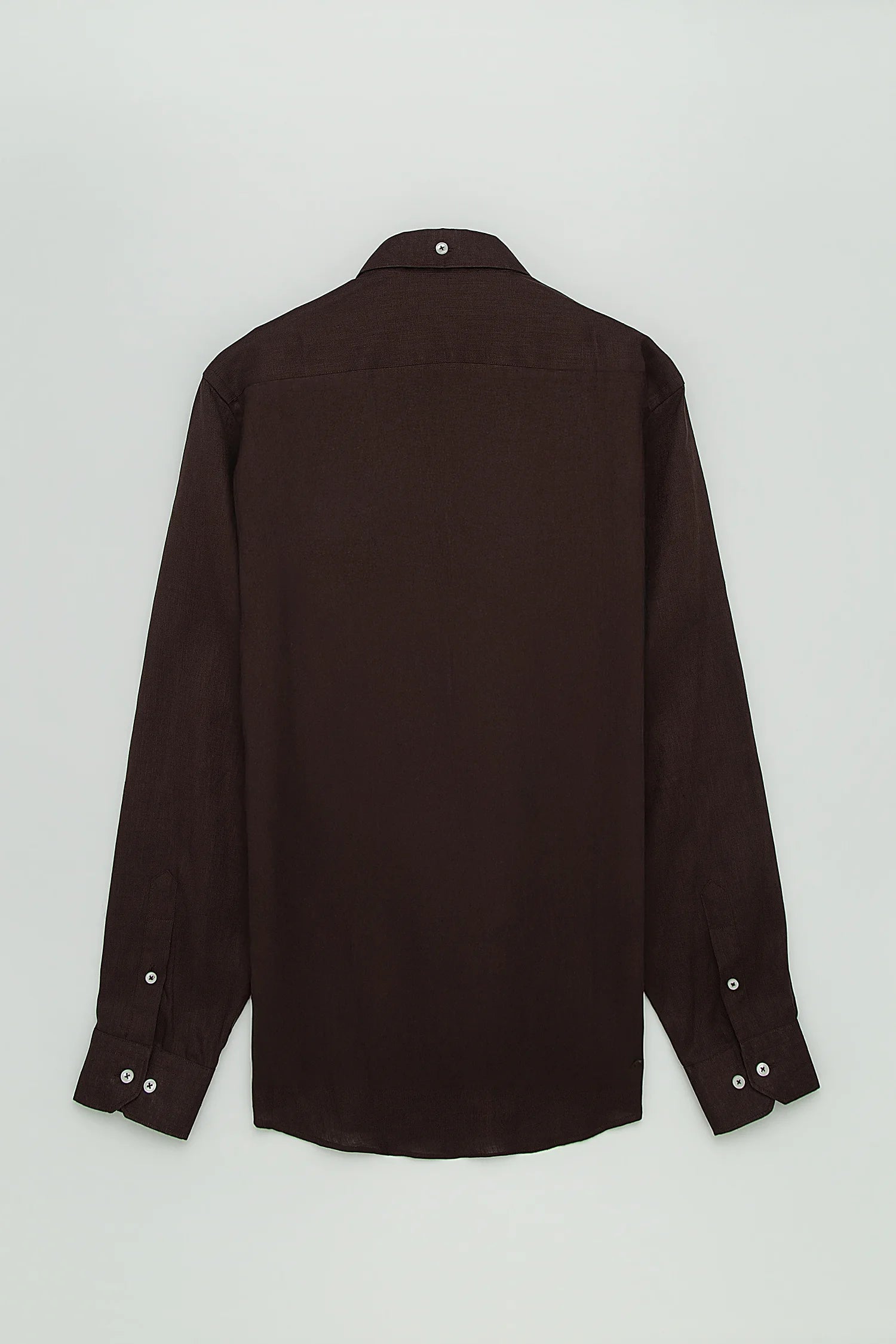 Camisa Button Down Lino Chocolate