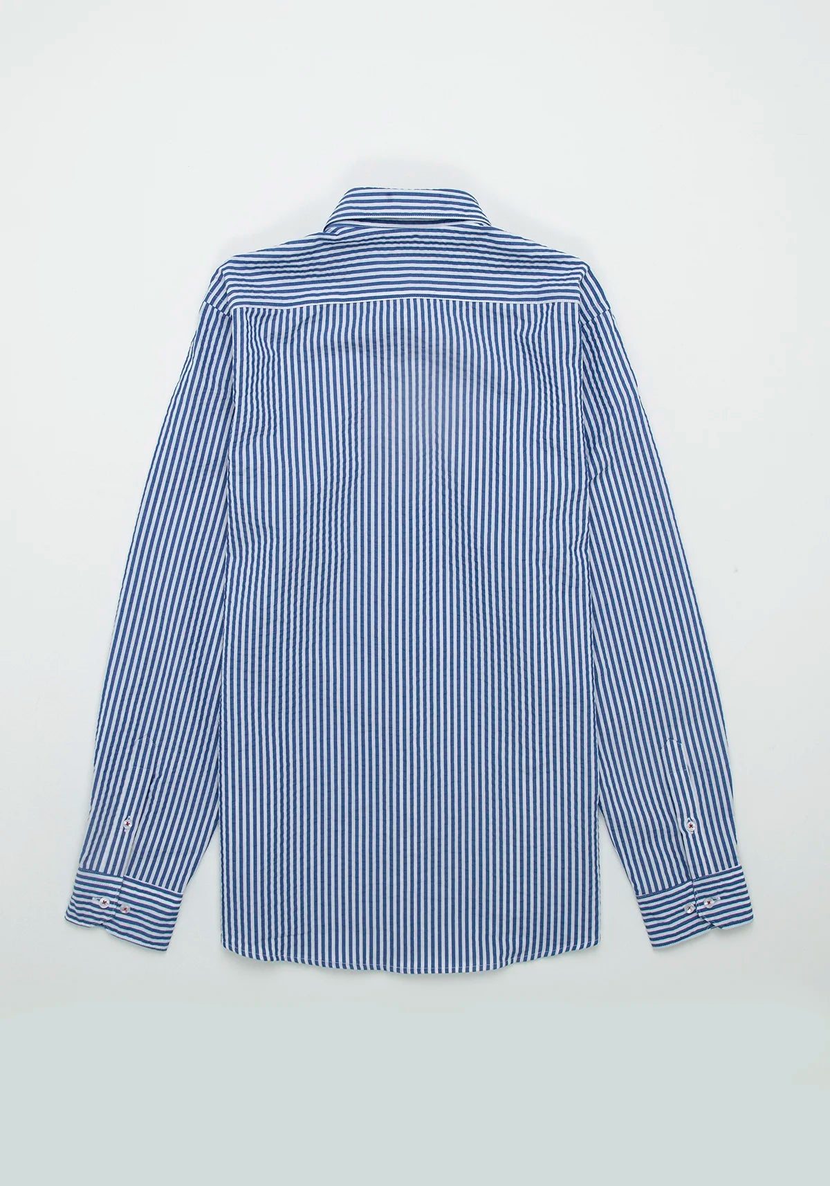 Camisa Seersucker Raya Candela Algodón Azul Medio