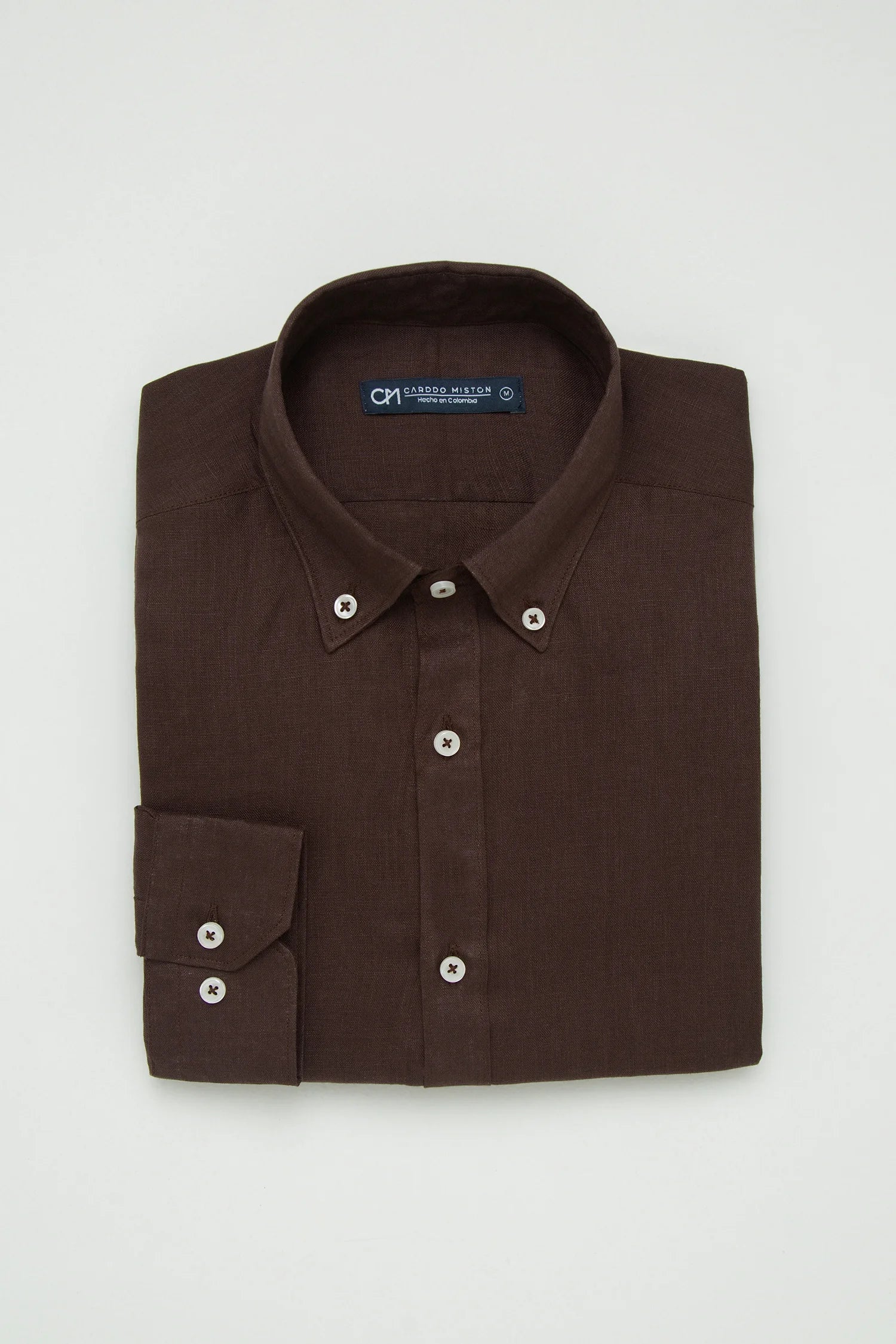 Camisa Button Down Lino Chocolate