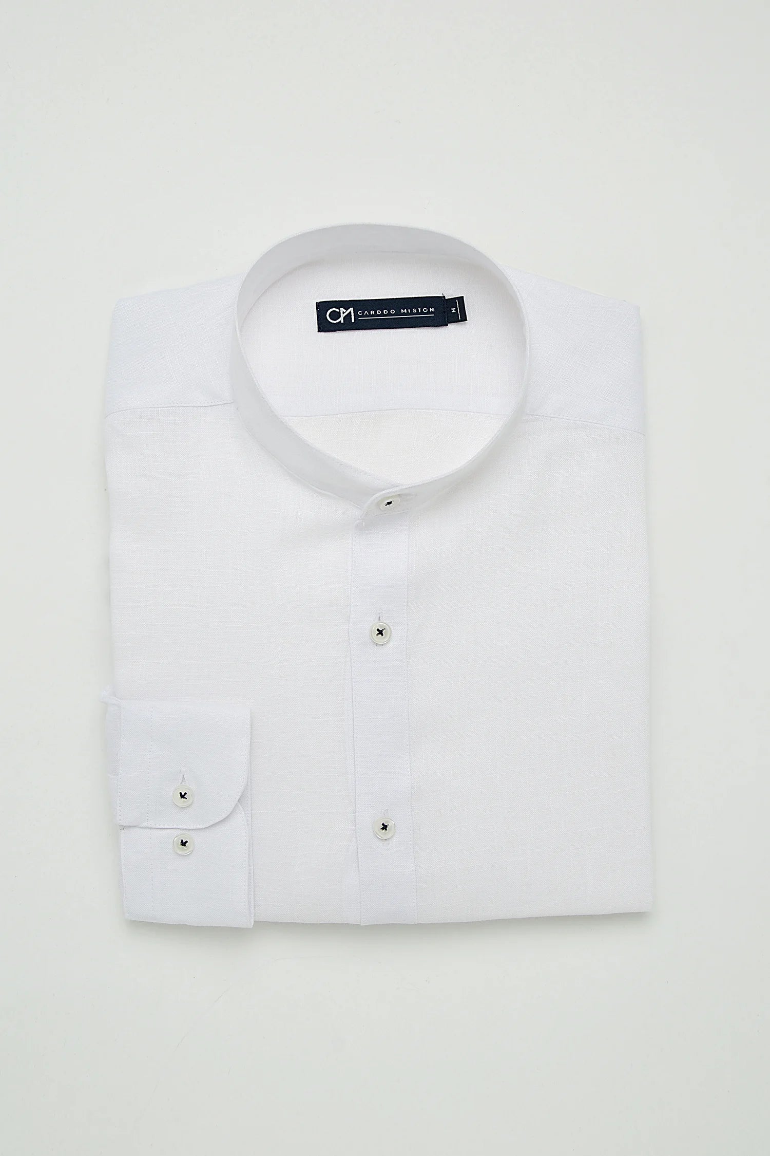 Camisa Cuello Mao Lino Blanco