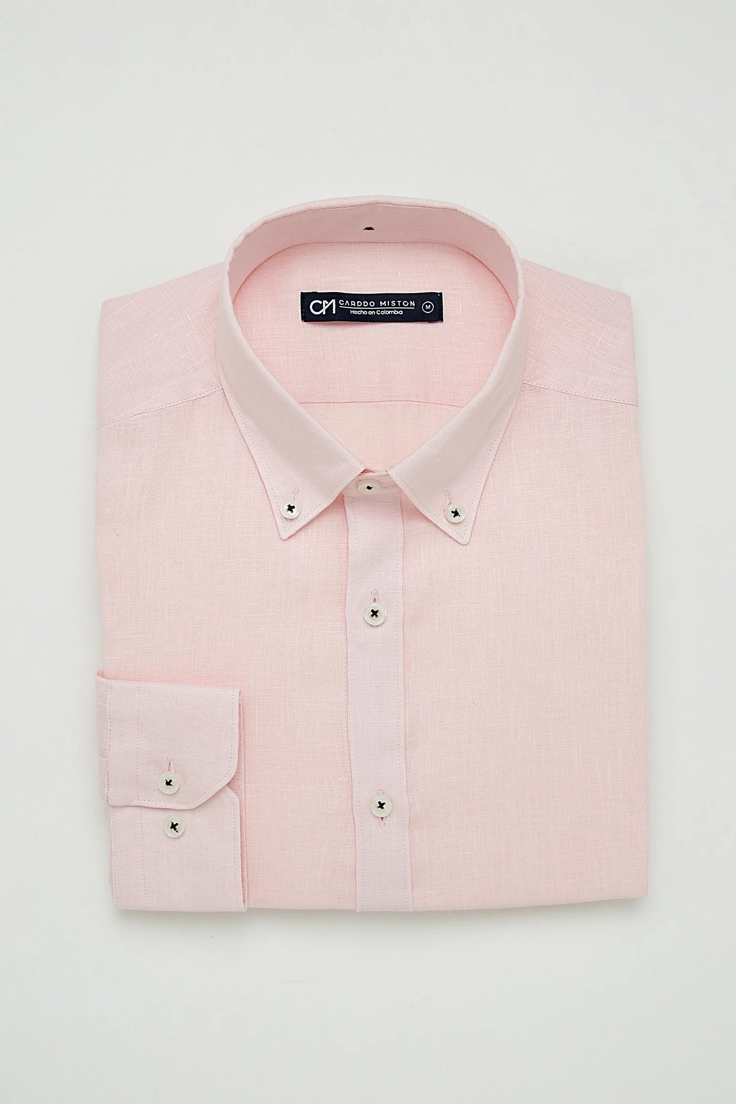 Camisa Button Down Lino Rosa Bebé