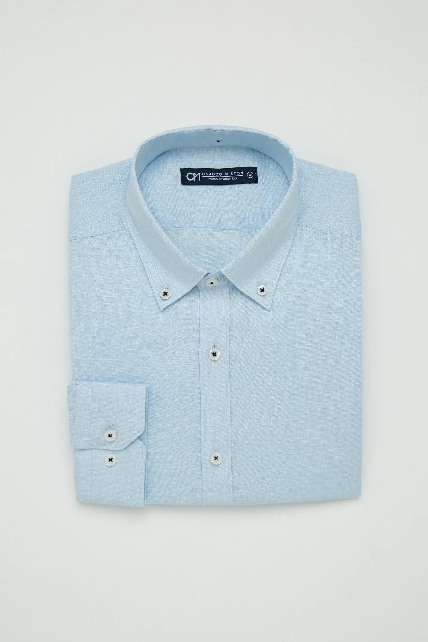 Camisa Button Down Lino Azul Bebé