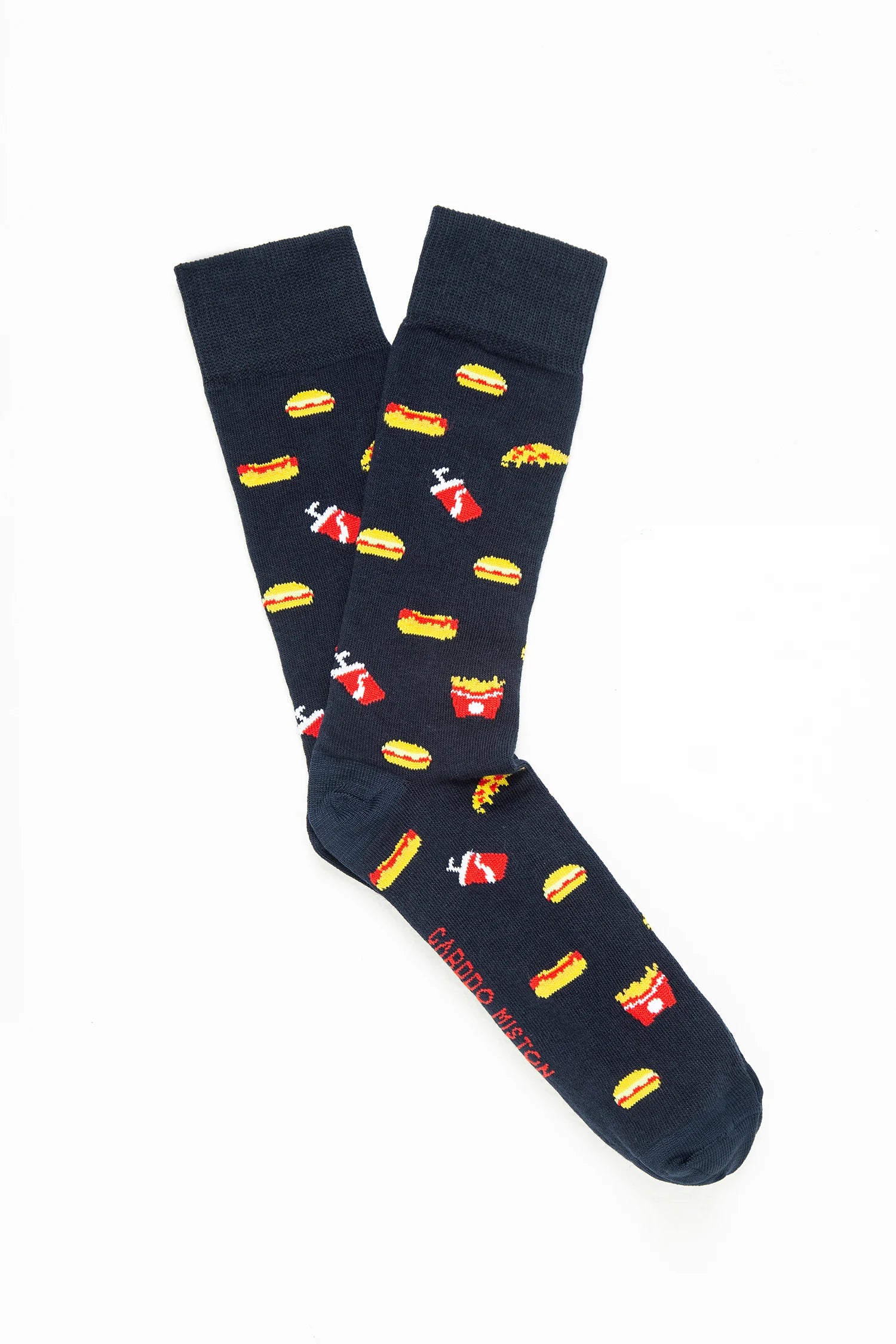Medias Algodón Estampado Comidas Rápidas - Fondo Azul