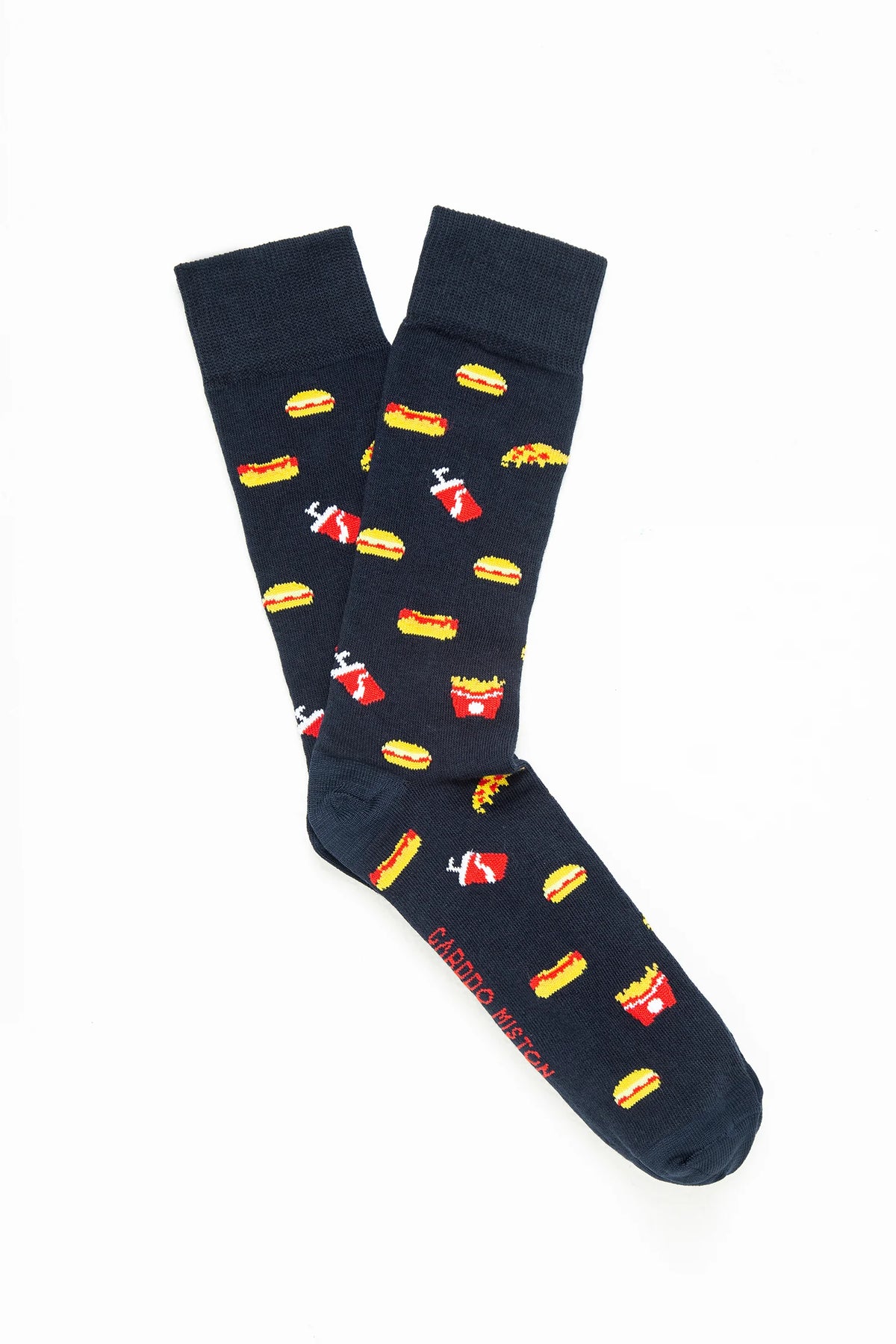 Medias Algodón Estampado Comidas Rápidas - Fondo Azul