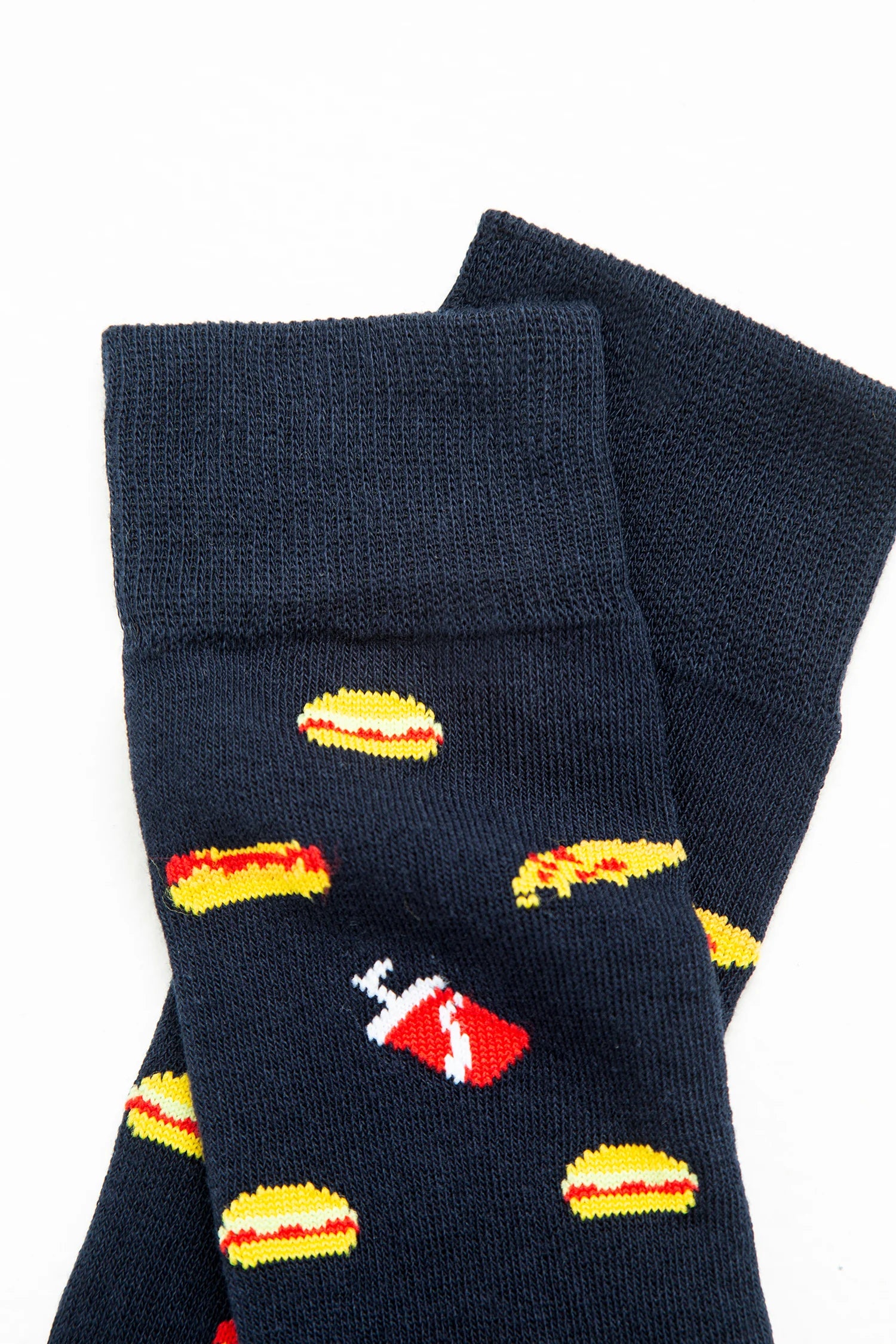Medias Algodón Estampado Comidas Rápidas - Fondo Azul