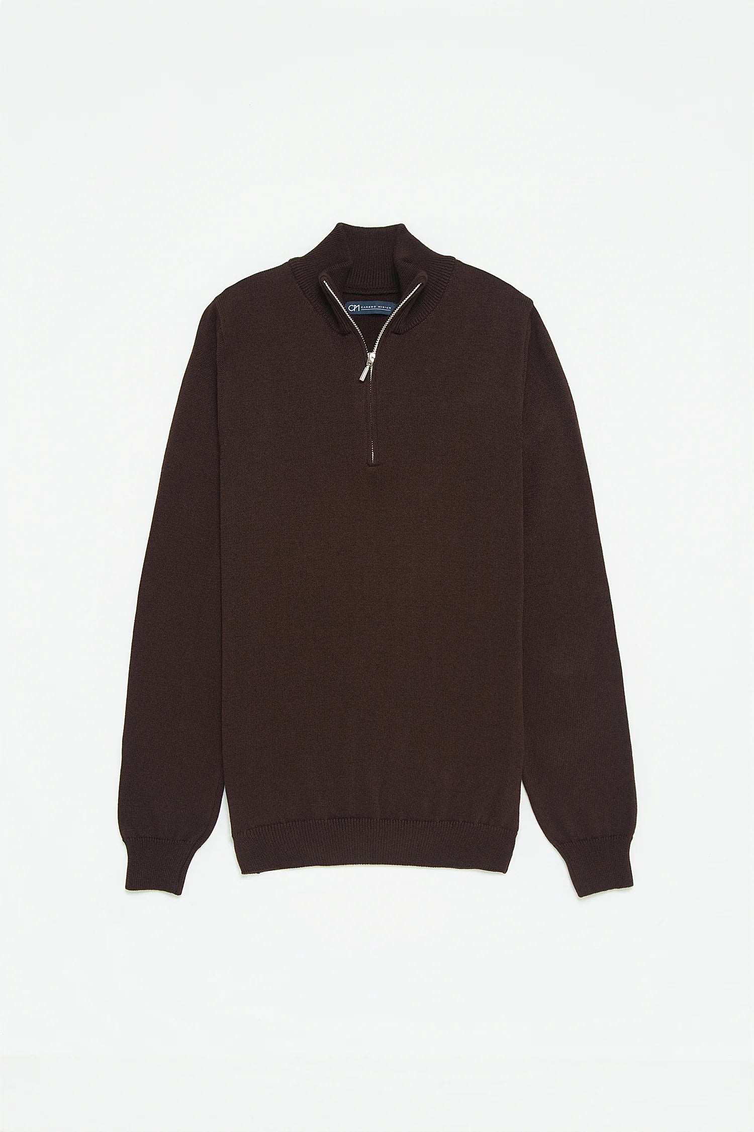 Saco Half Zip Algodón Chocolate