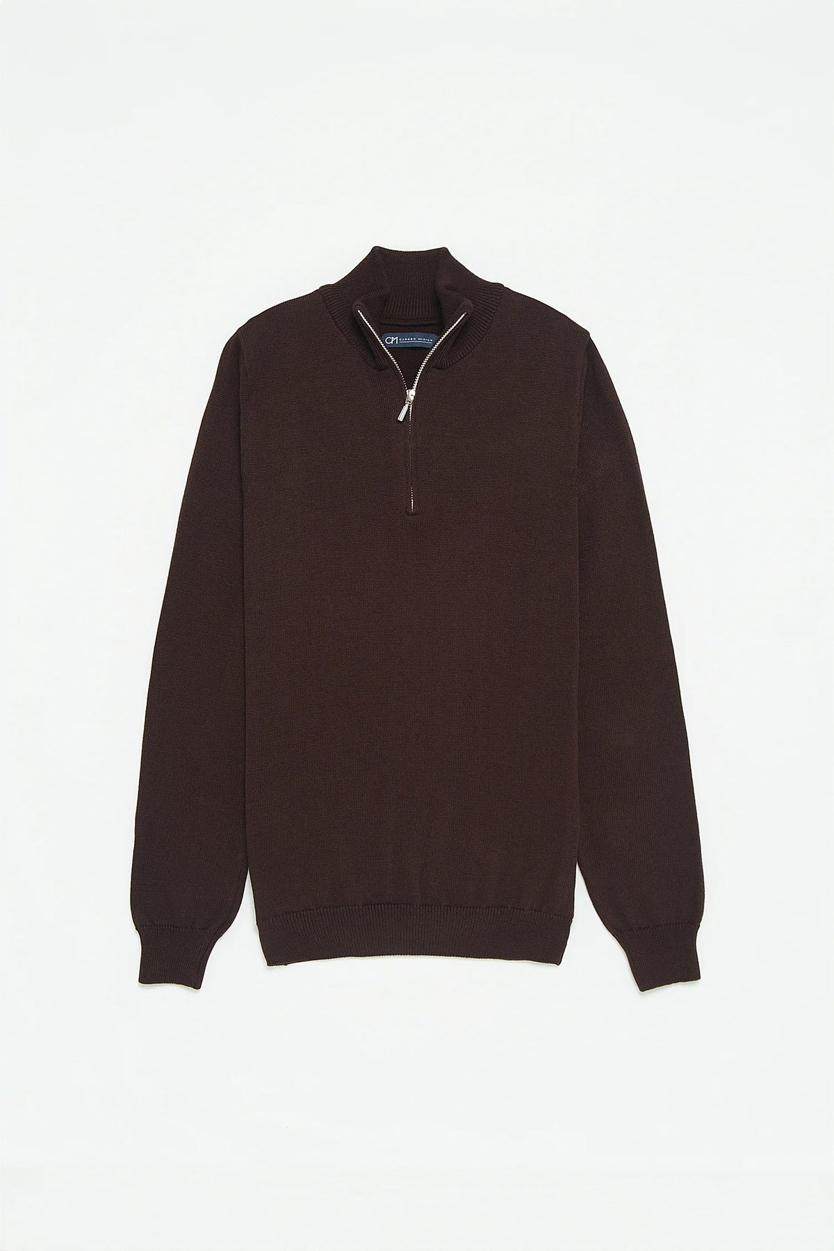 Saco Half Zip Algodón Chocolate