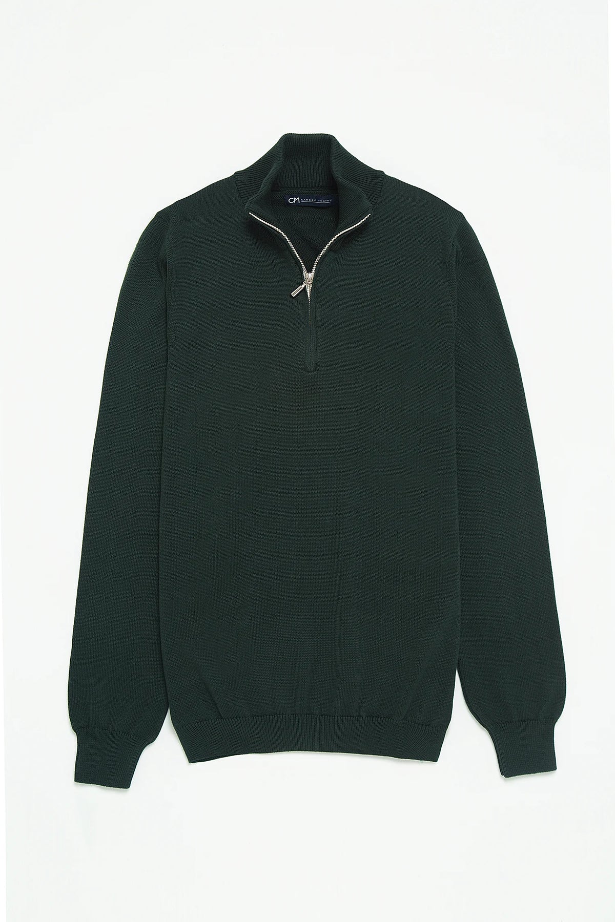 Saco Half Zip Algodón Verde Botella