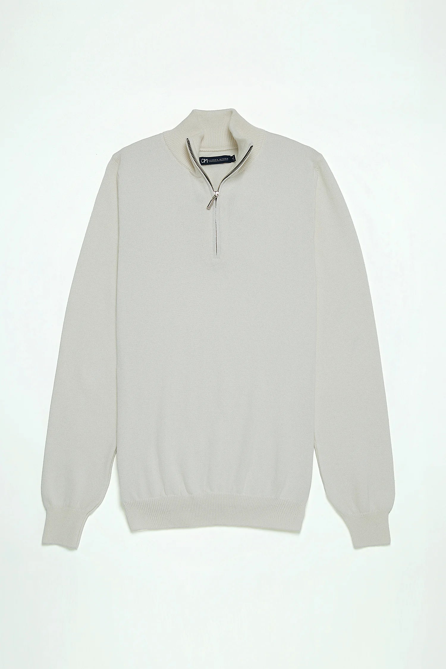 Saco Half Zip Algodón Crema