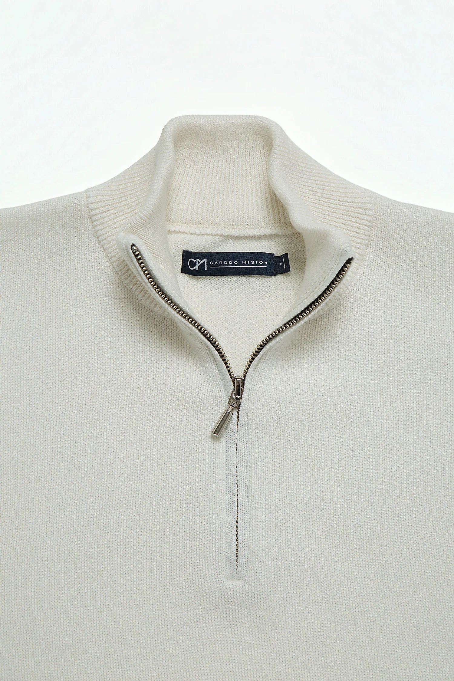 Saco Half Zip Algodón Crema