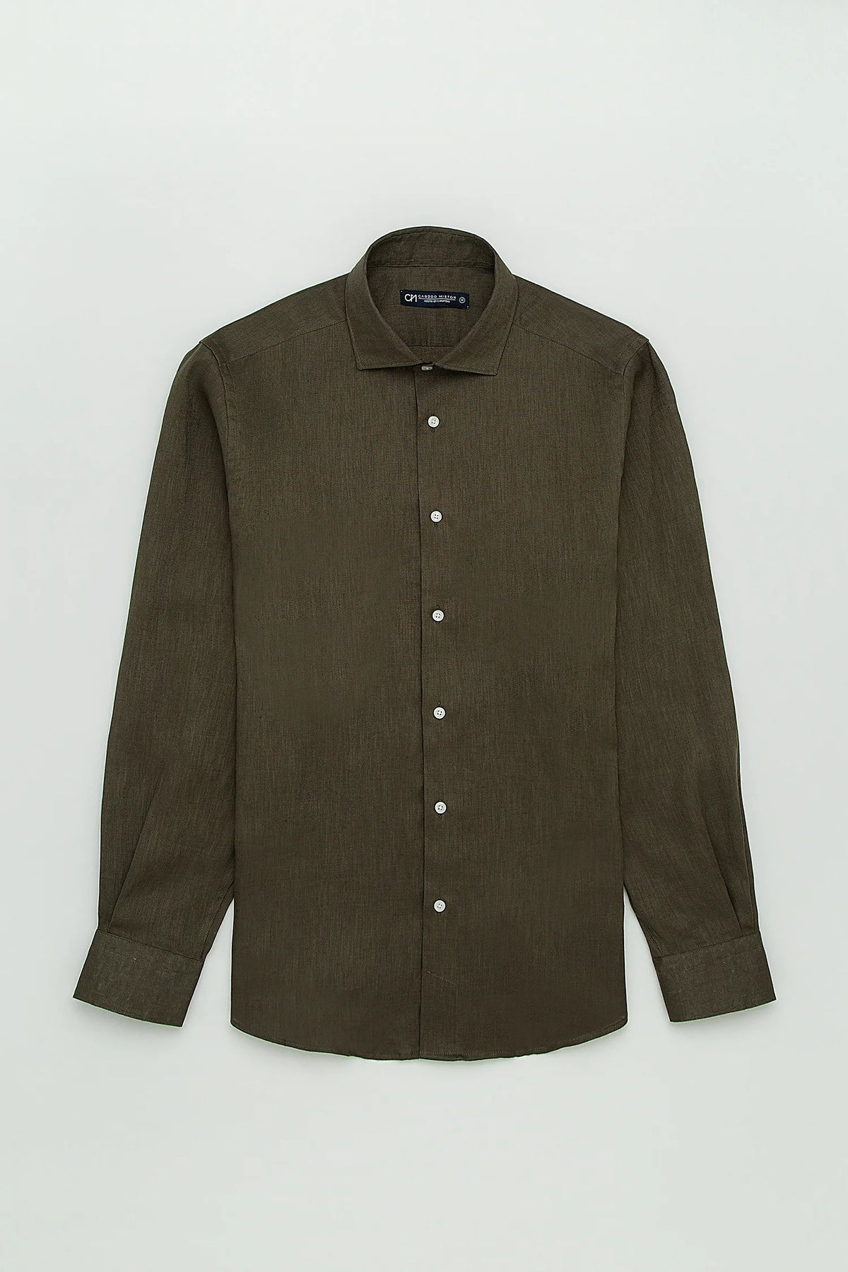 Camisa Button Under Lino Verde Oliva