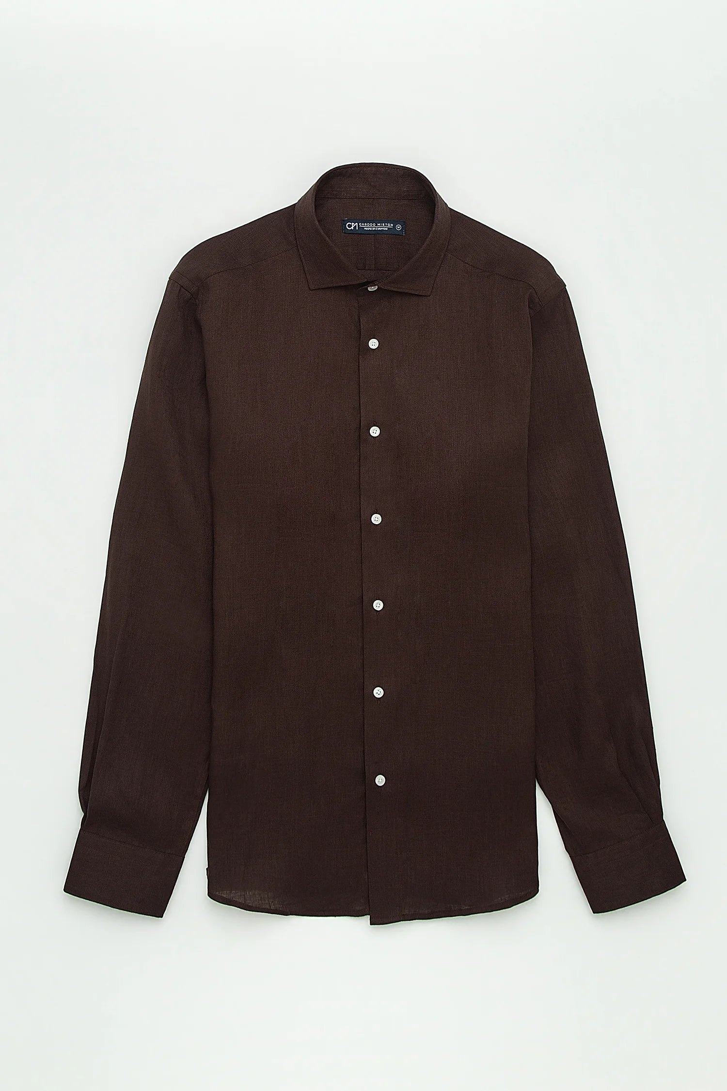 Camisa Button Under Lino Chocolate