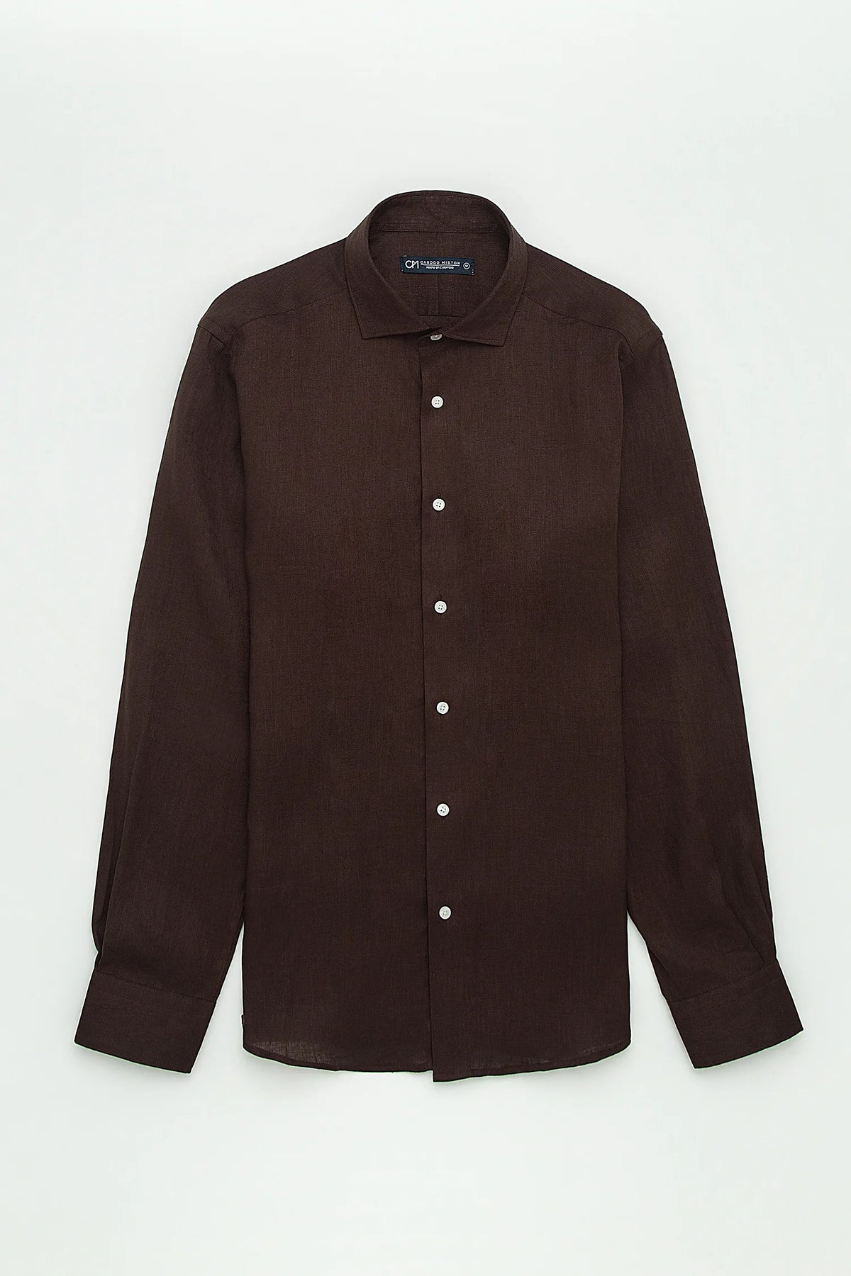 Camisa Button Under Lino Chocolate