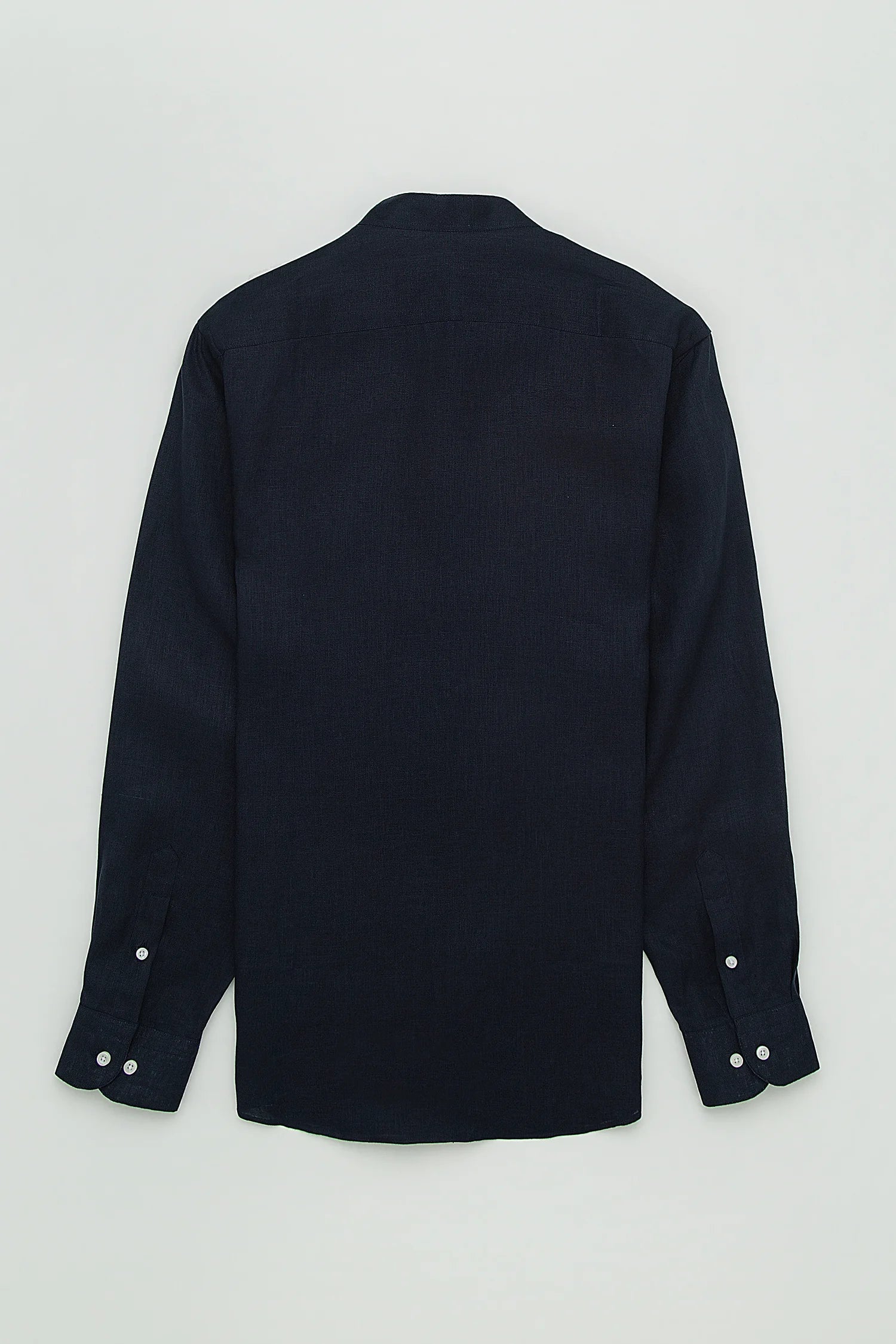 Camisa Cuello Mao Lino Azul Oscuro