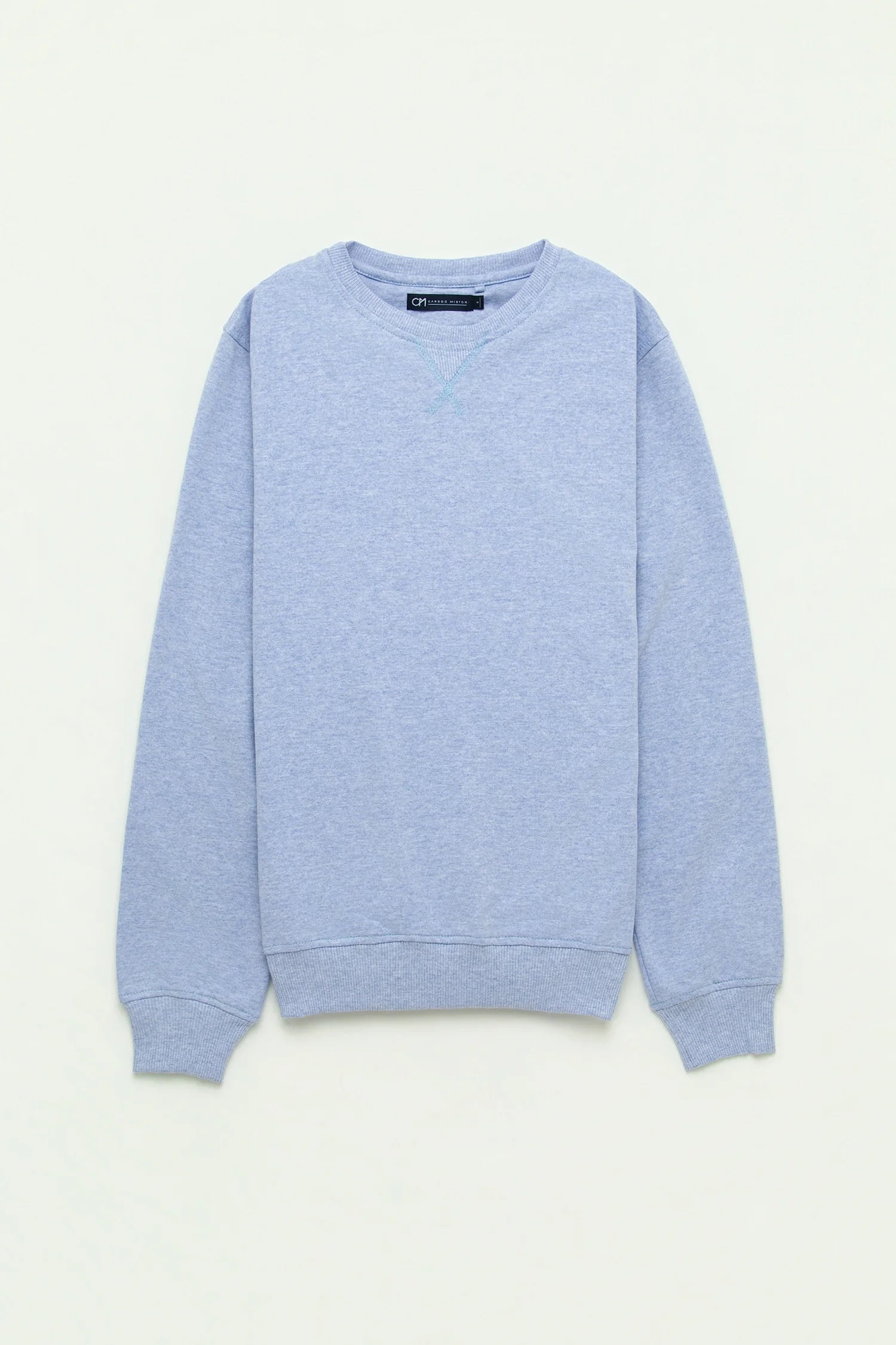Crewneck Perchado Algodón Azul Jaspe