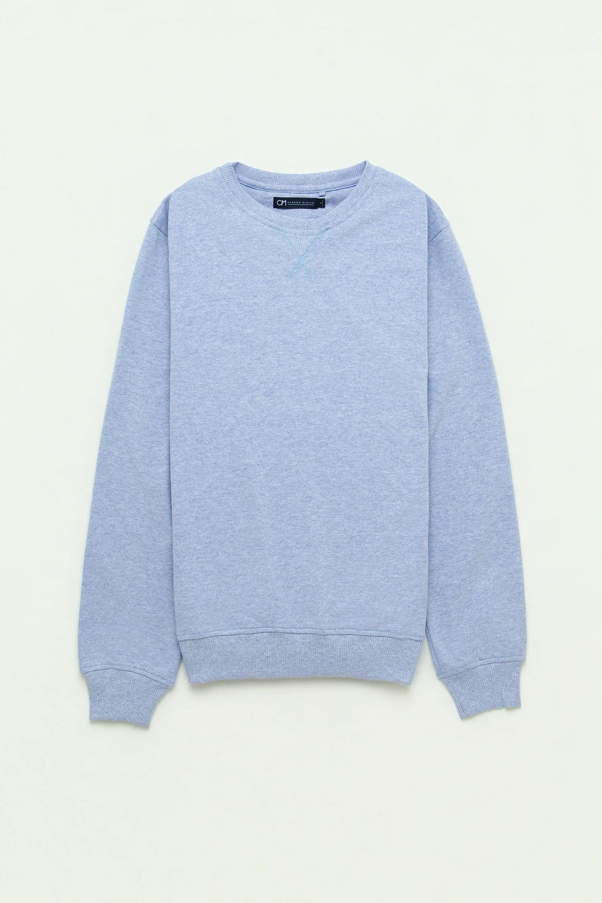 Crewneck Perchado Algodón Azul Jaspe