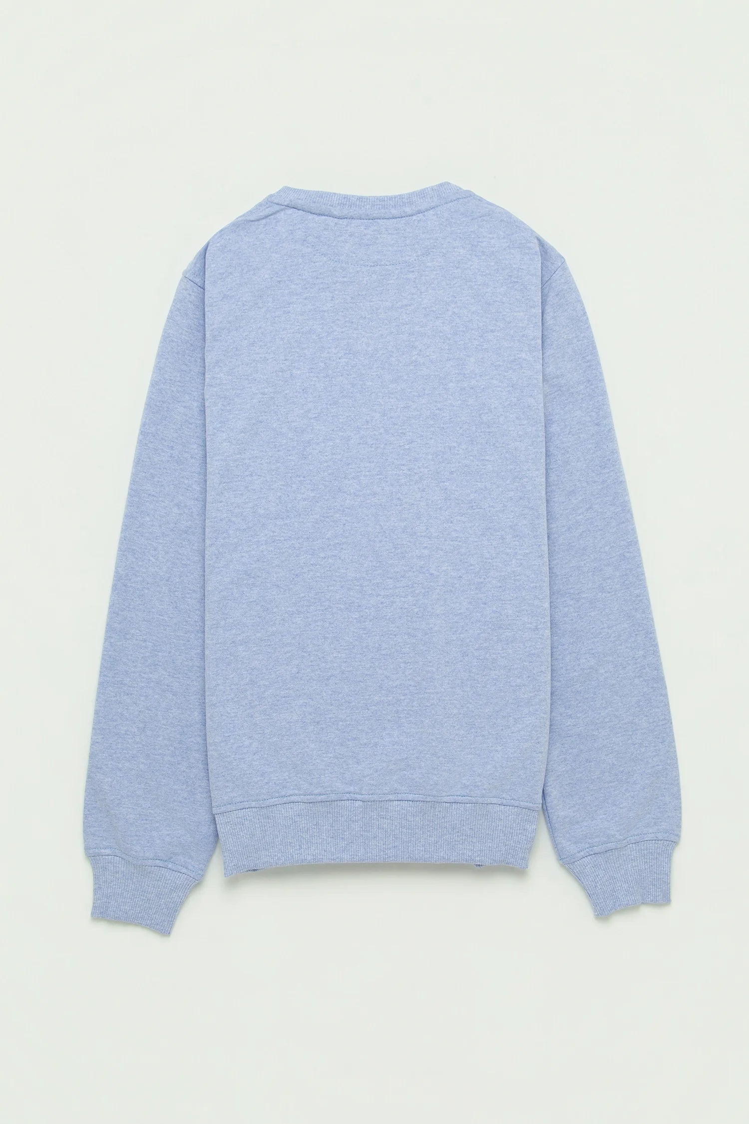 Crewneck Perchado Algodón Azul Jaspe