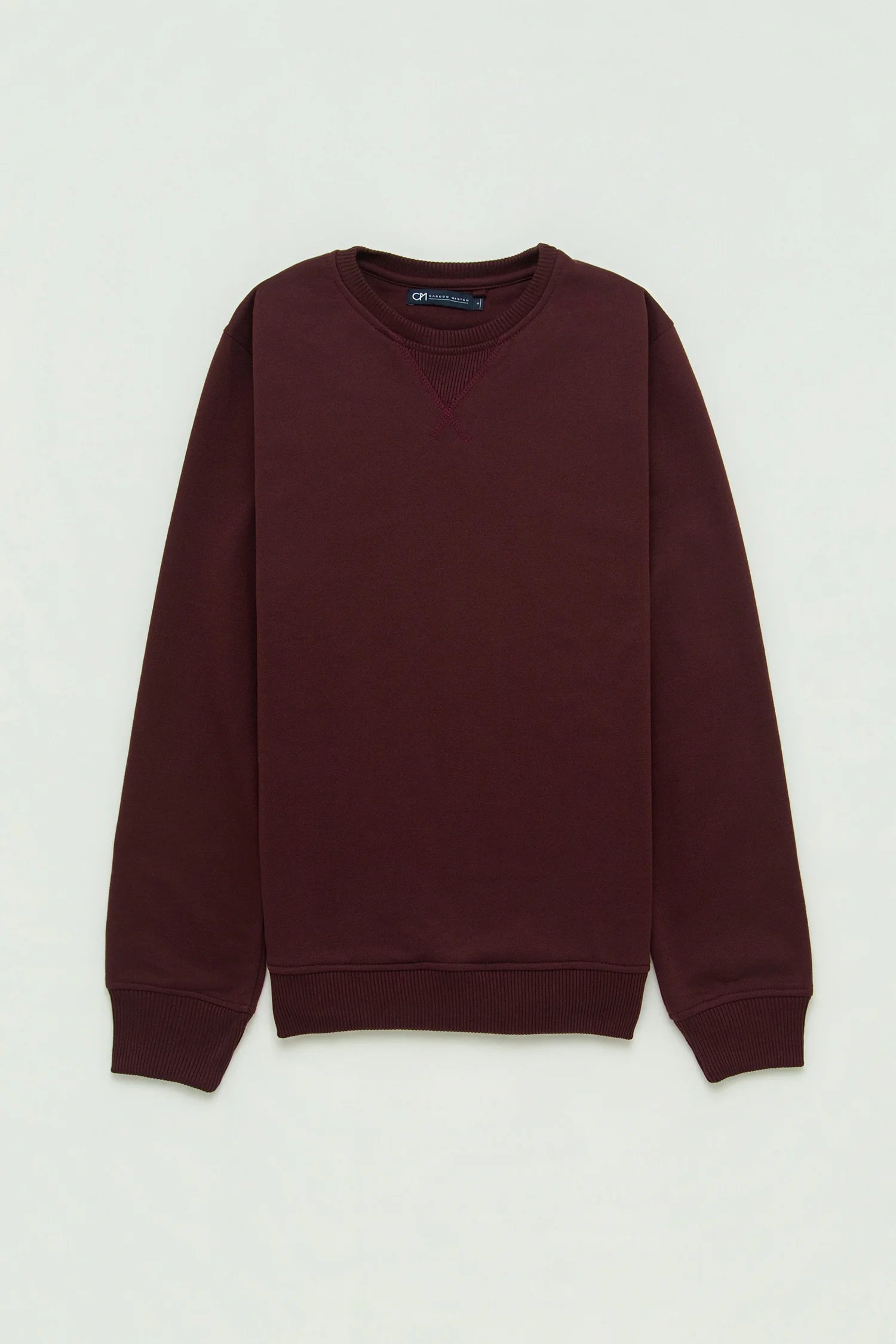 Crewneck Perchado Algodón Borgoña