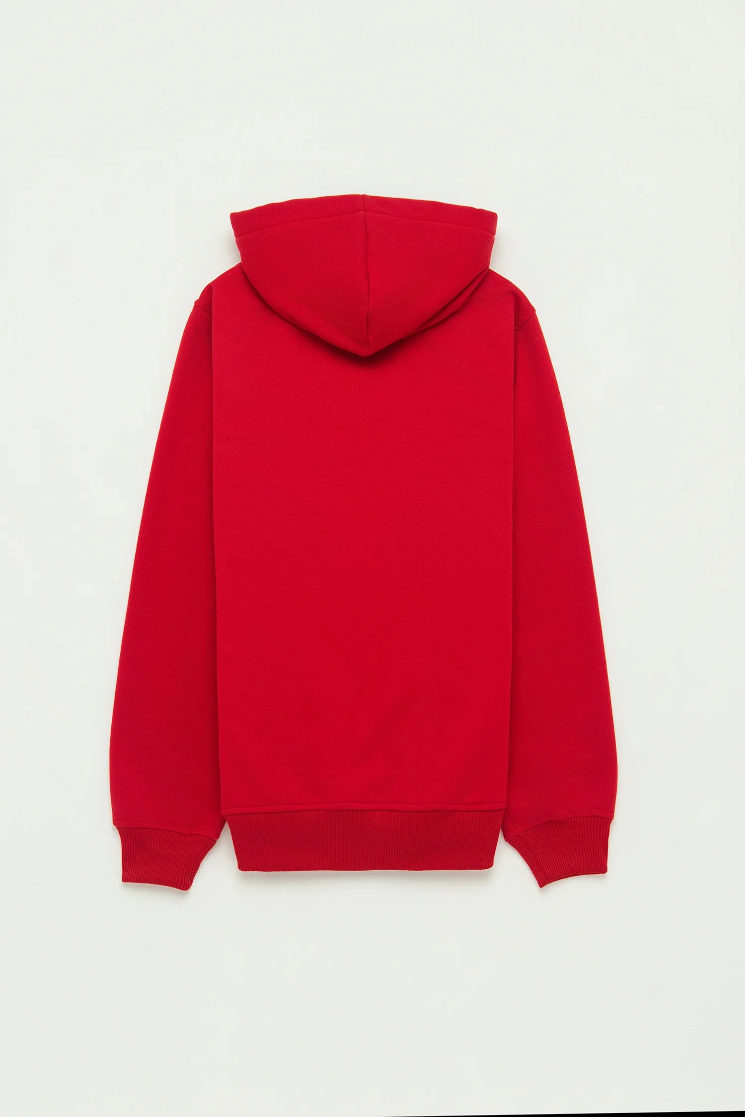 Hoodie Perchado Zip Algodón Rojo