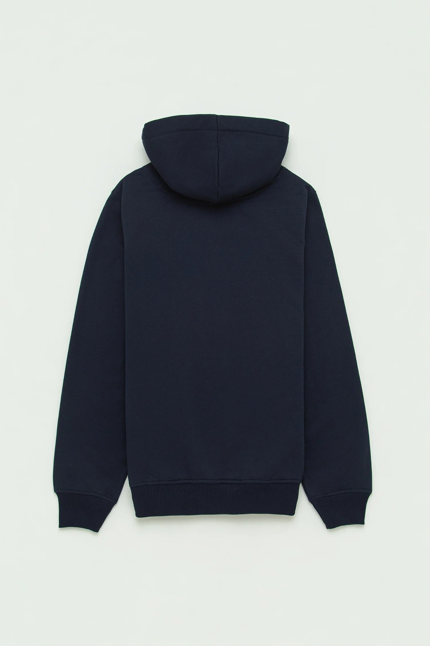 Hoodie Perchado Zip Algodón Azul Oscuro