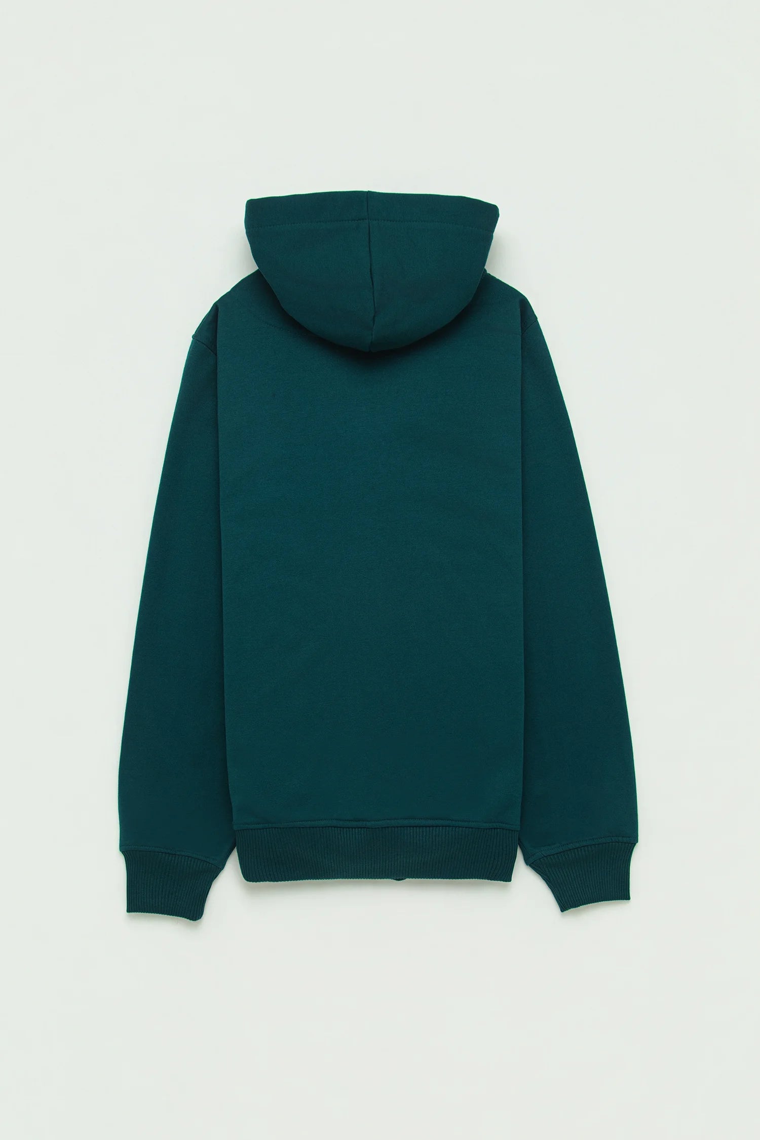 Hoodie Perchado Zip Algodón Verde Botella