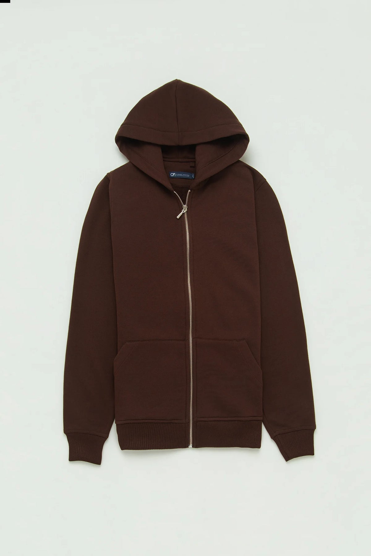 Hoodie Perchado Zip Algodón Chocolate