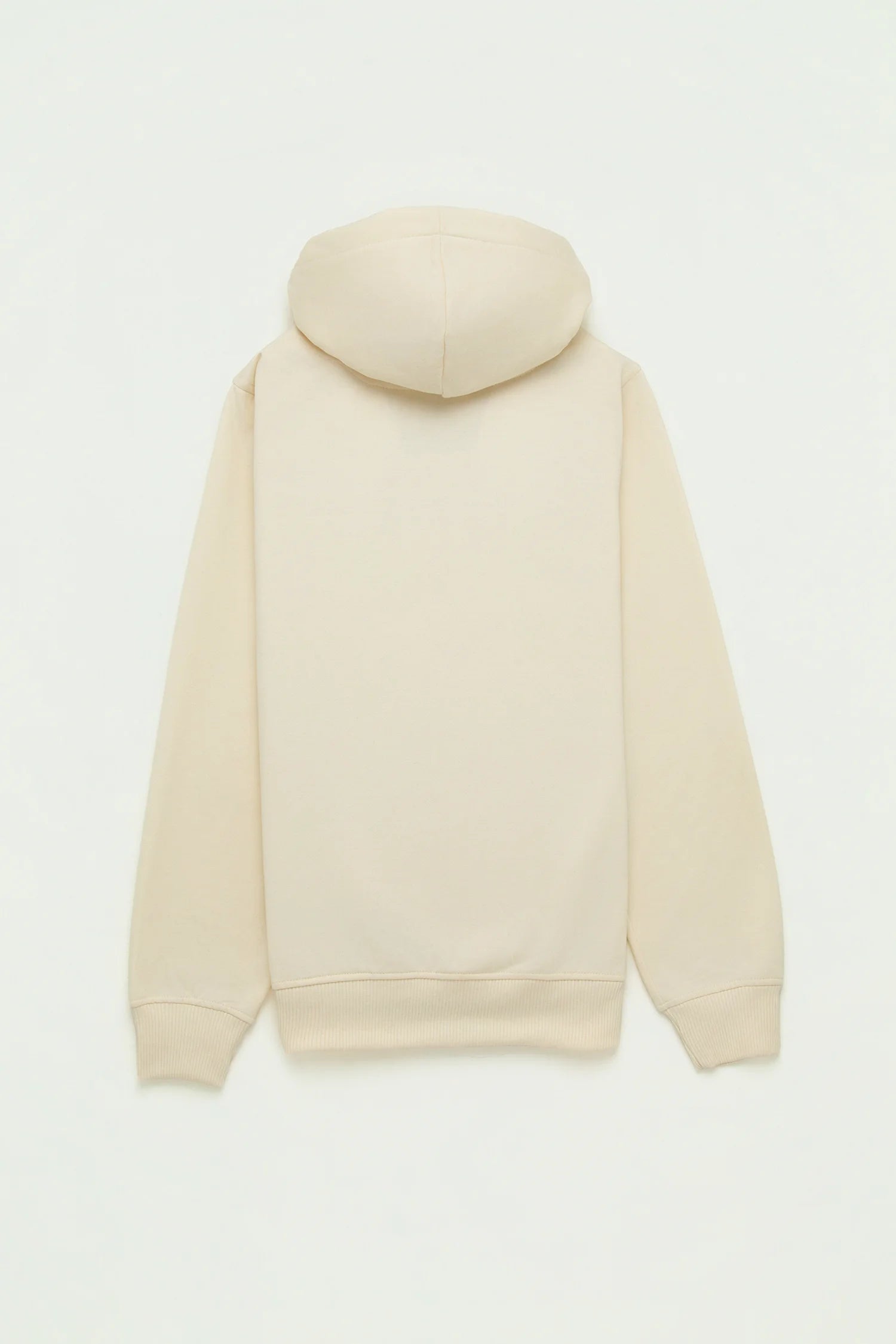 Hoodie Perchado Zip Algodón Crema