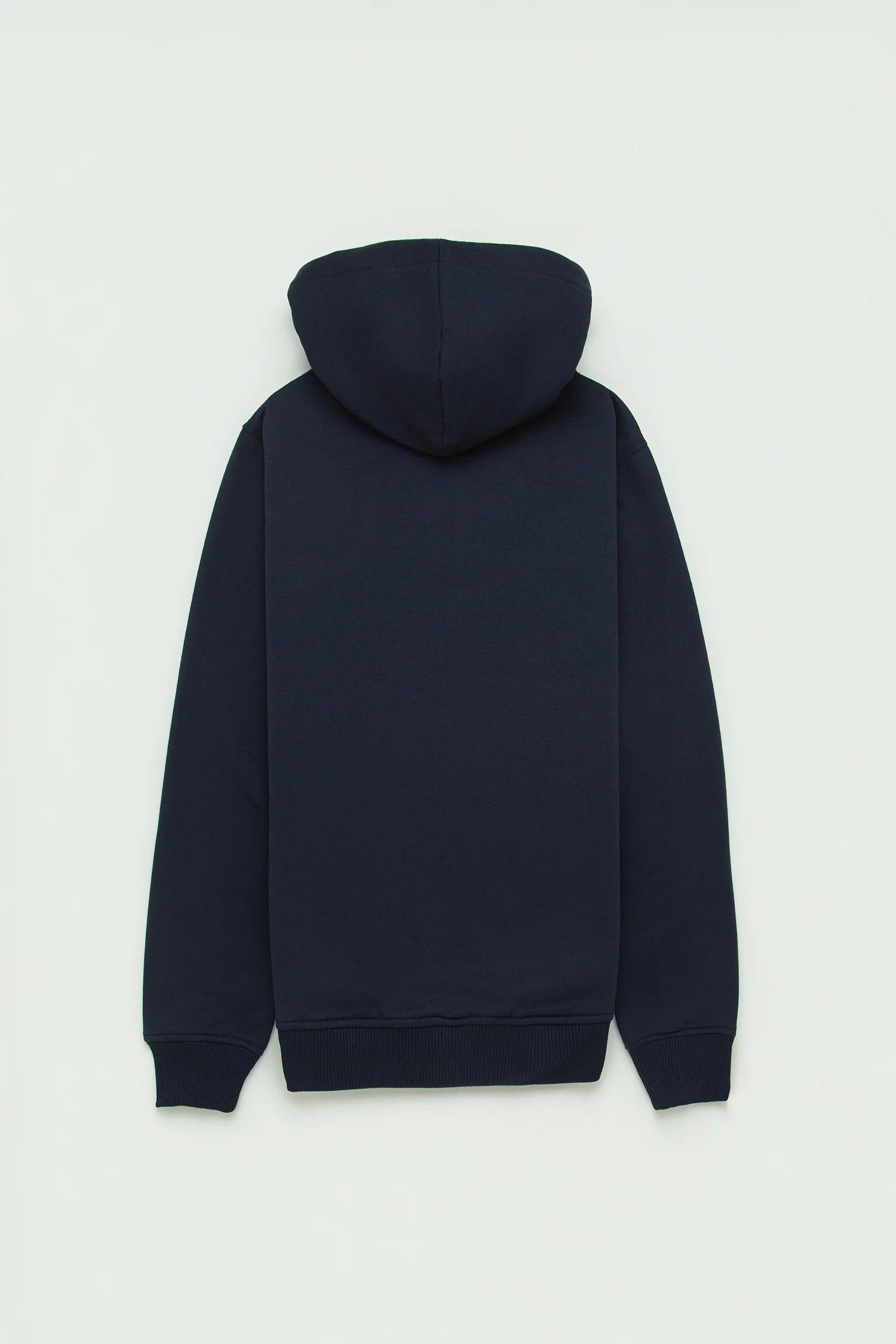 Hoodie Perchado Half Zip Algodón Azul Oscuro