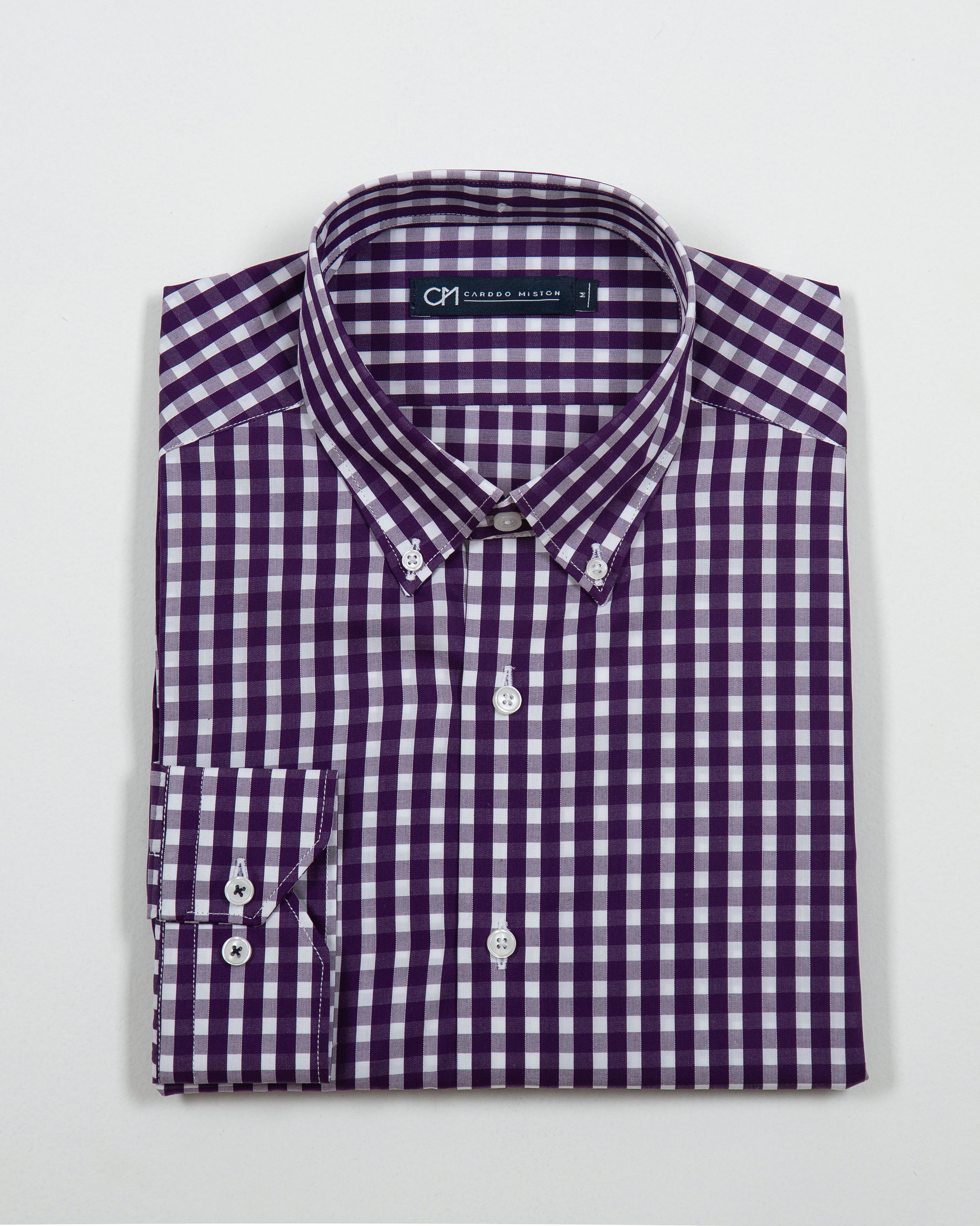 CAMISA CUADRO ALGODÓN BERENJENA_01367