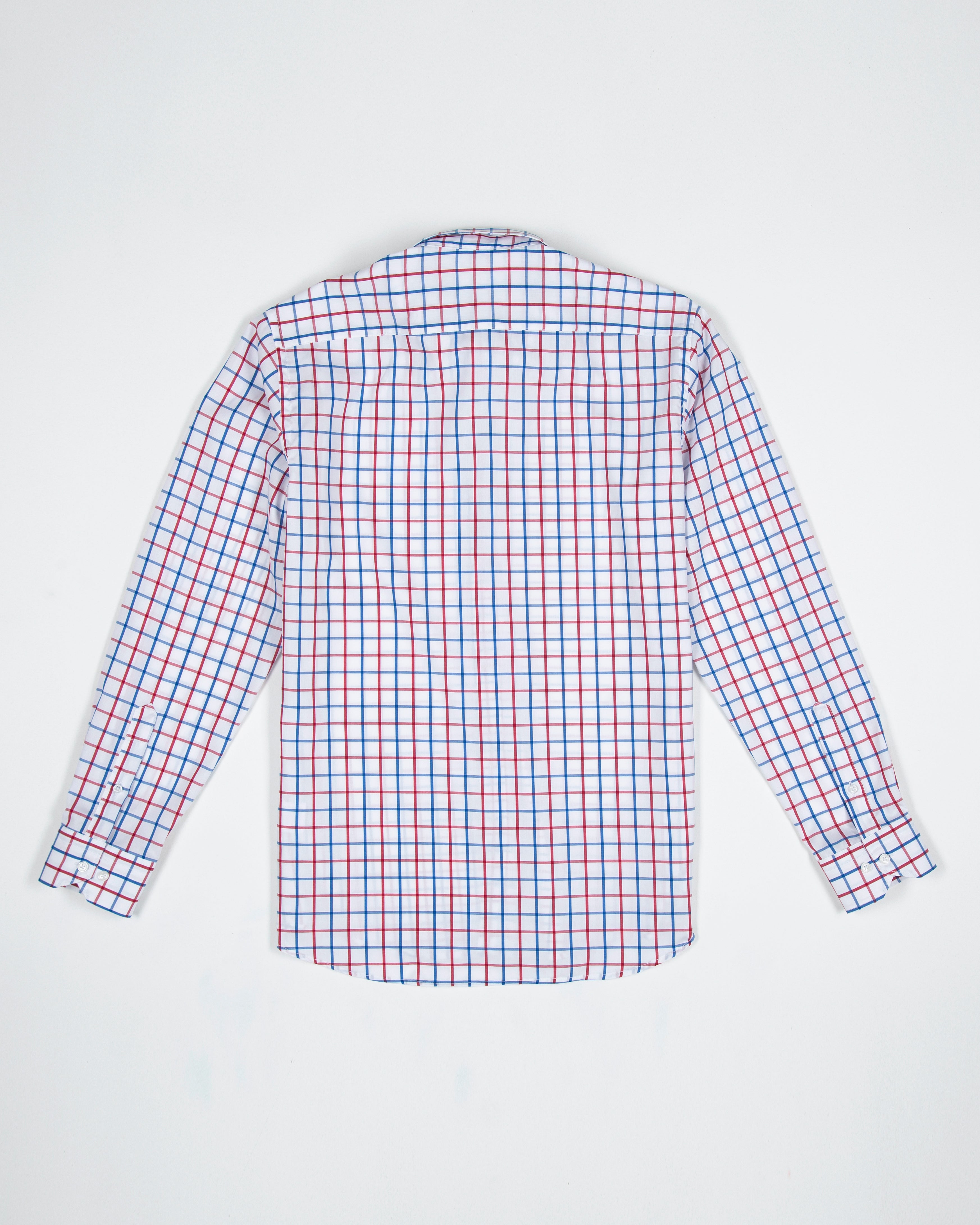 CAMISA CUADRO VENTANA ALGODÓN ROJO AZUL_01373