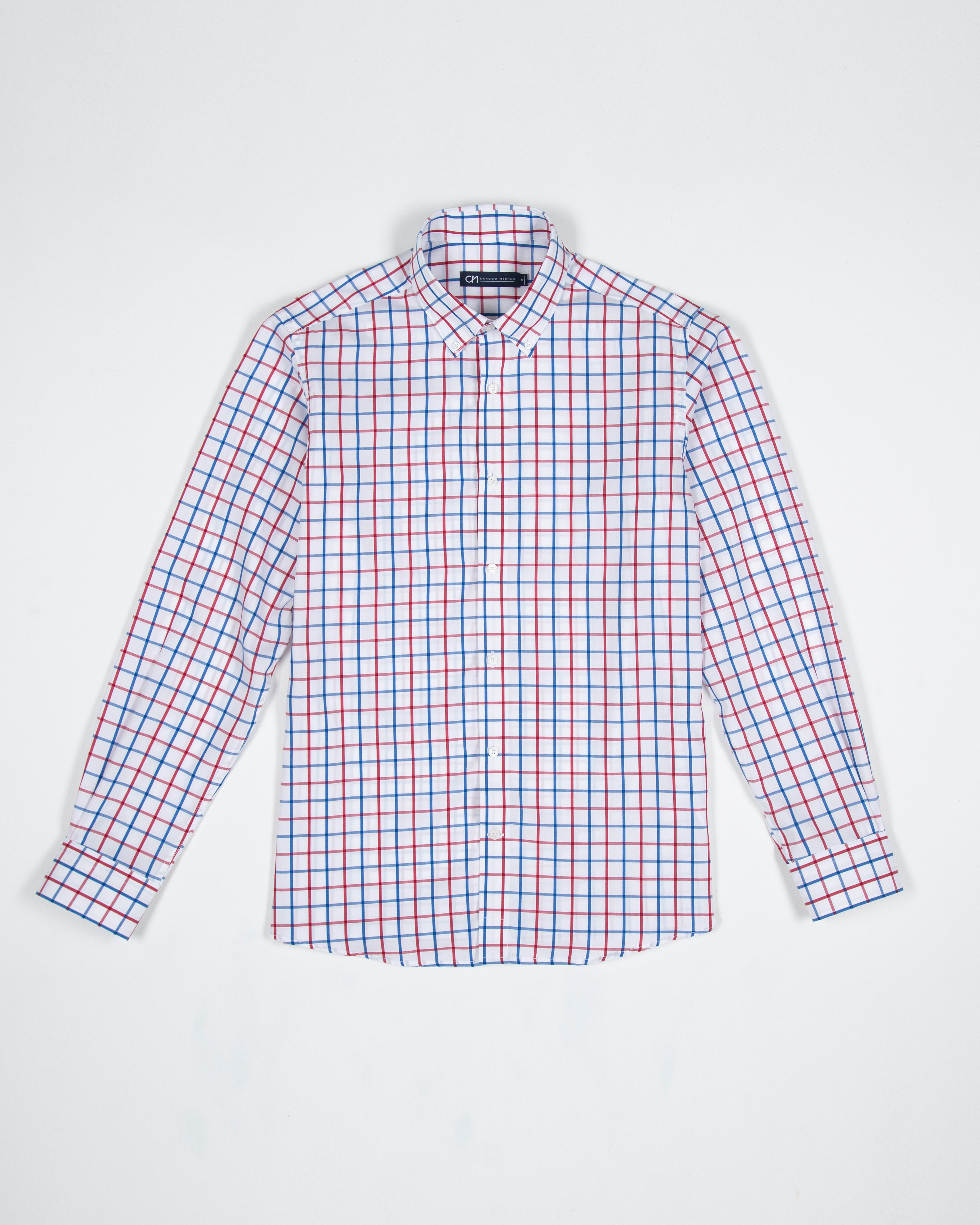 CAMISA CUADRO VENTANA ALGODÓN ROJO AZUL_01373