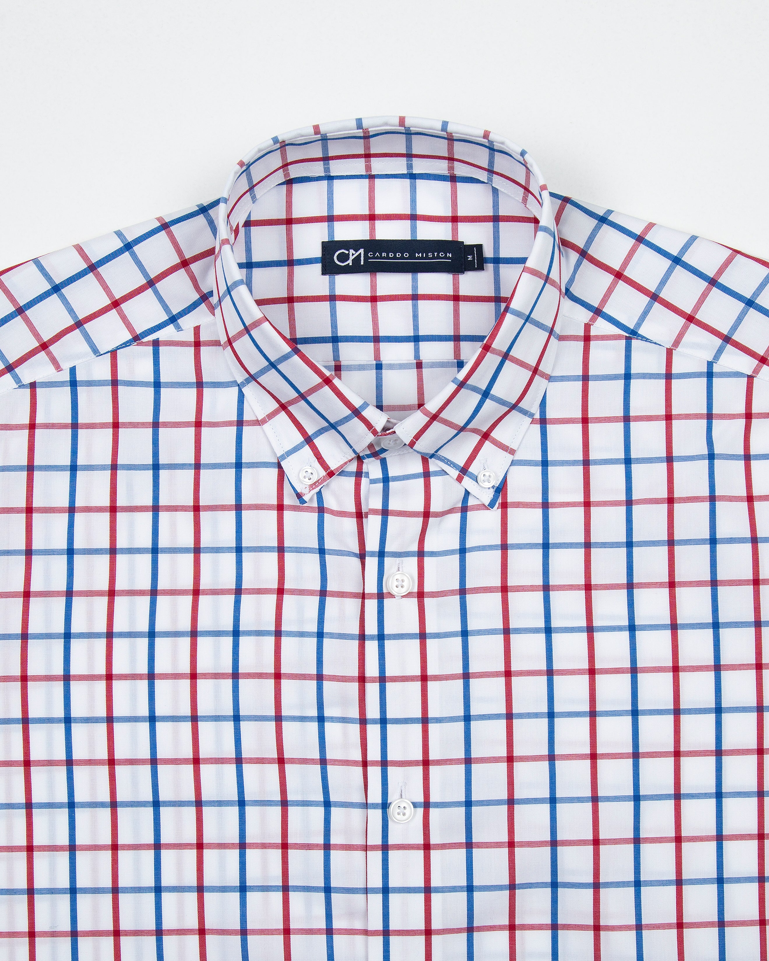 CAMISA CUADRO VENTANA ALGODÓN ROJO AZUL_01373