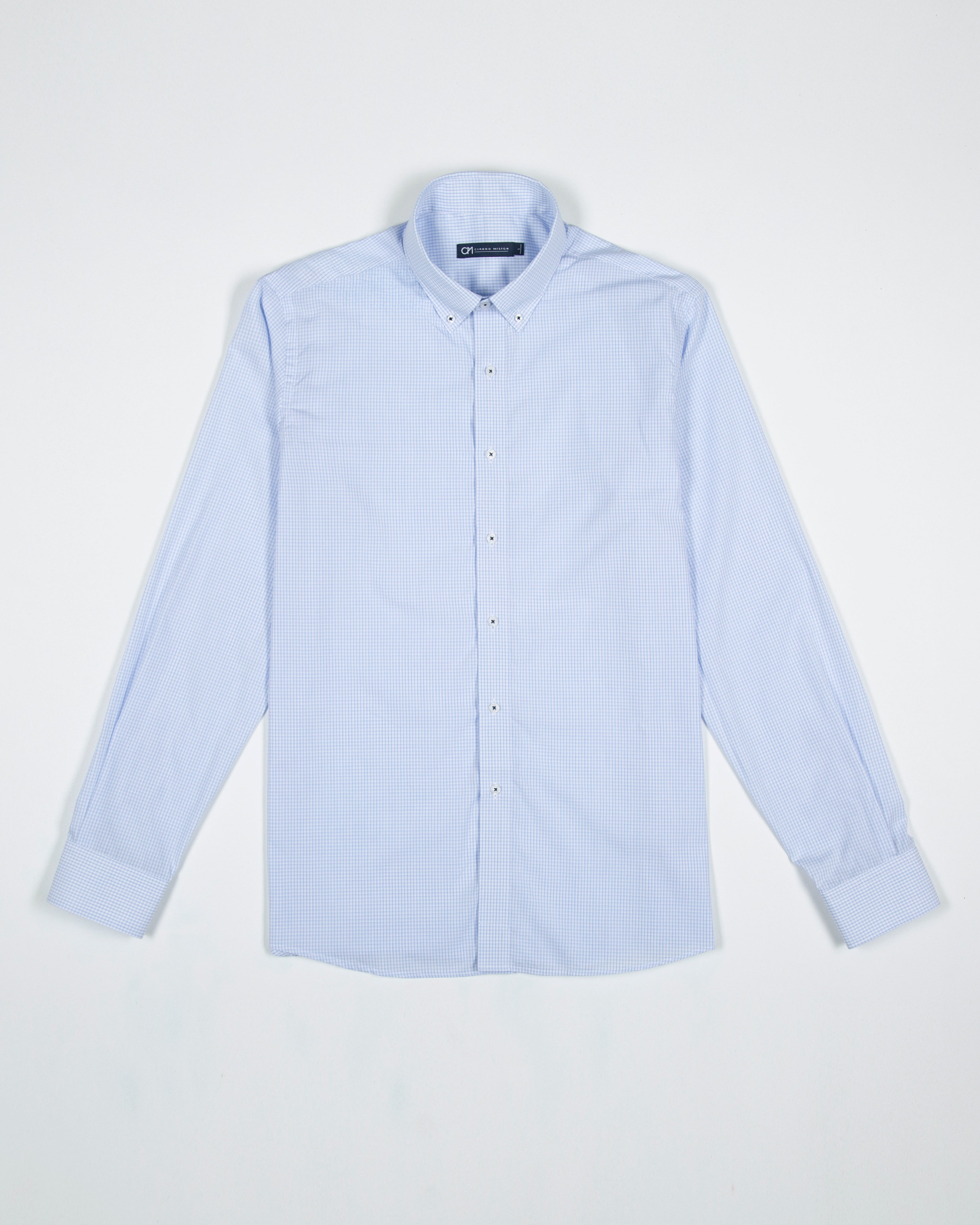 CAMISA CUADRO VENTANA CONTRASTE ALGODÓN AZUL CLARO_01339