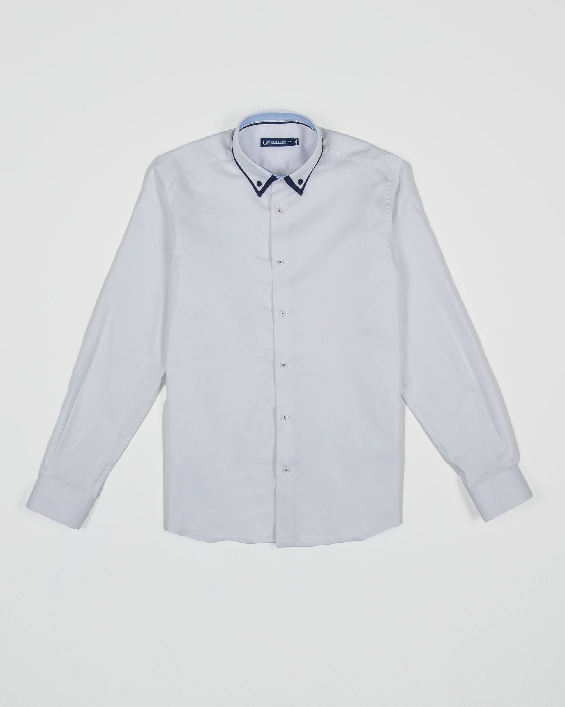 CAMISA CUELLO DOBLE ALGODÓN STRETCH BLANCO_01378
