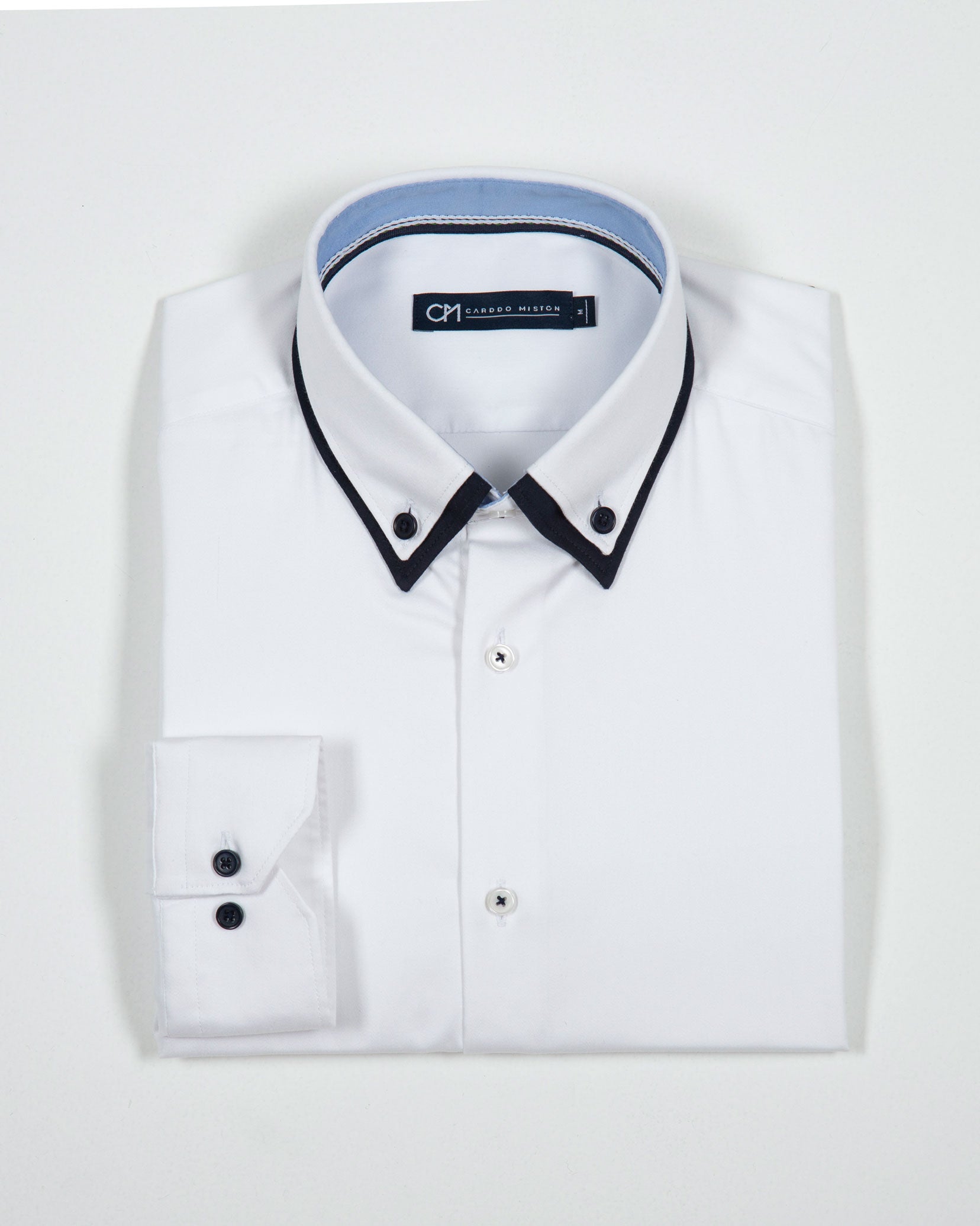 CAMISA CUELLO DOBLE ALGODÓN STRETCH BLANCO_01378