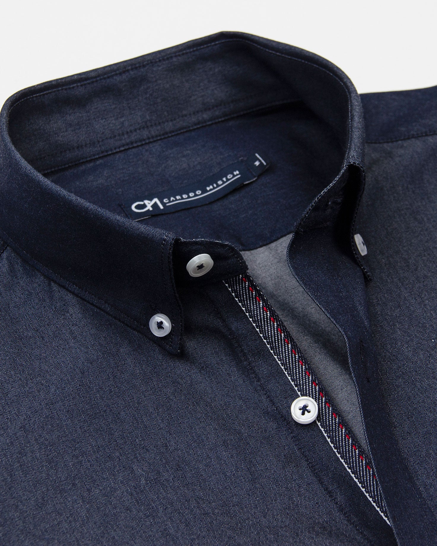 CAMISA DENIM HILADILLO CONTRASTE ALGODÓN AZUL OSCURO_01379