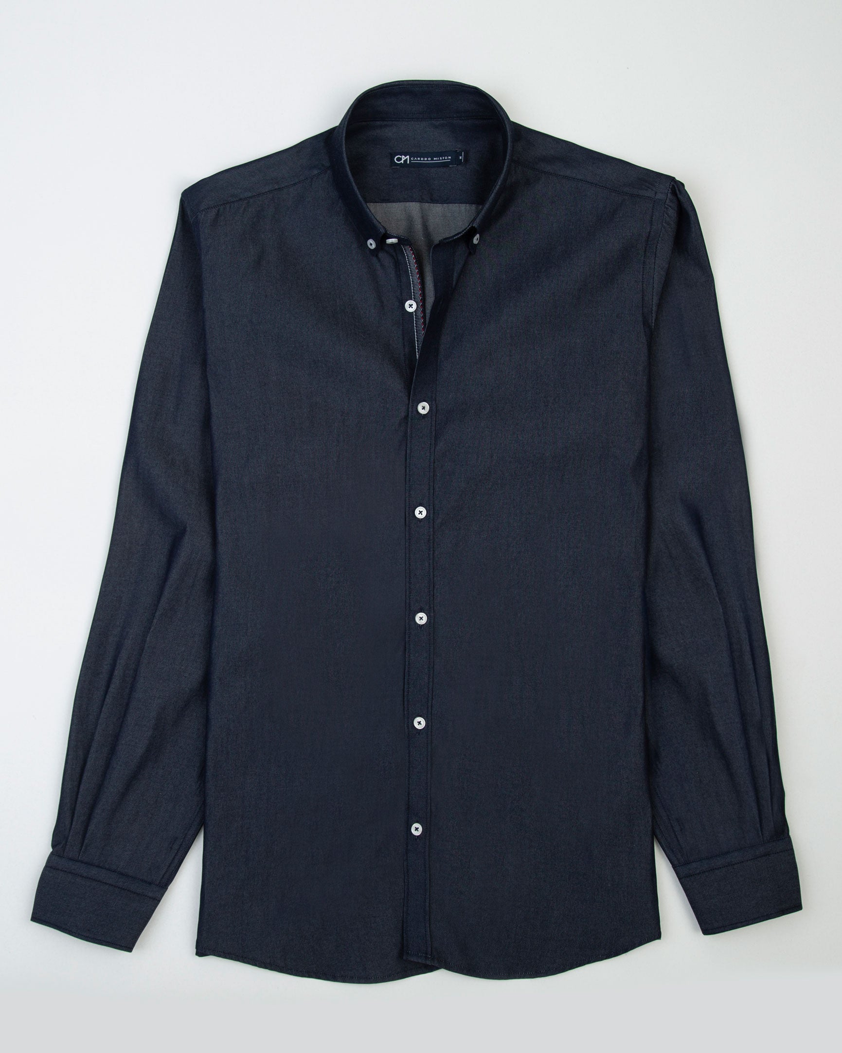 CAMISA DENIM HILADILLO CONTRASTE ALGODÓN AZUL OSCURO_01379