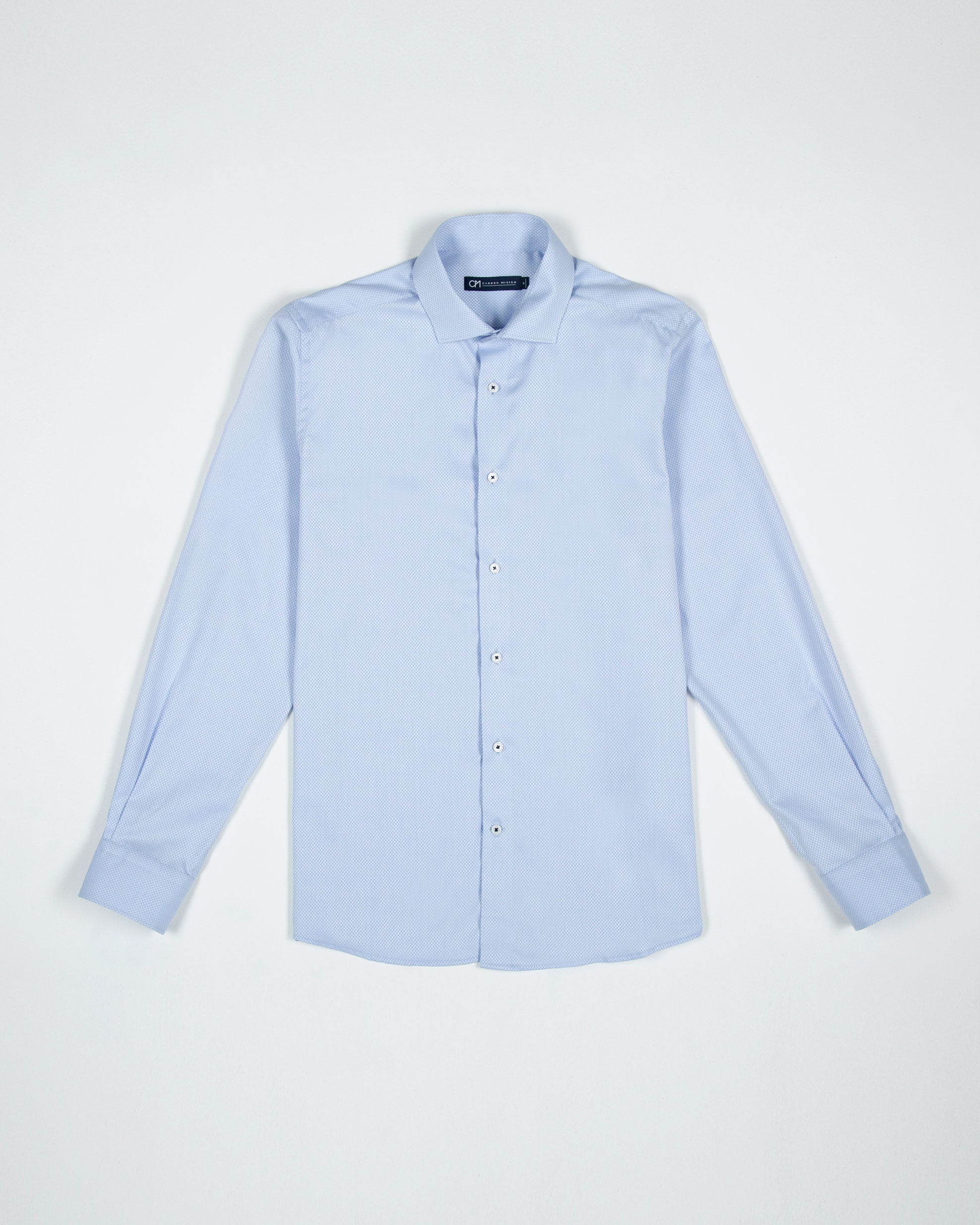 CAMISA DOBBY BOTÓN CONTRASTE ALGODÓN AZUL CLARO_01380