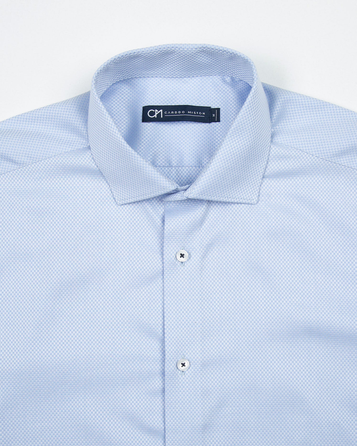 CAMISA DOBBY BOTÓN CONTRASTE ALGODÓN AZUL CLARO_01380