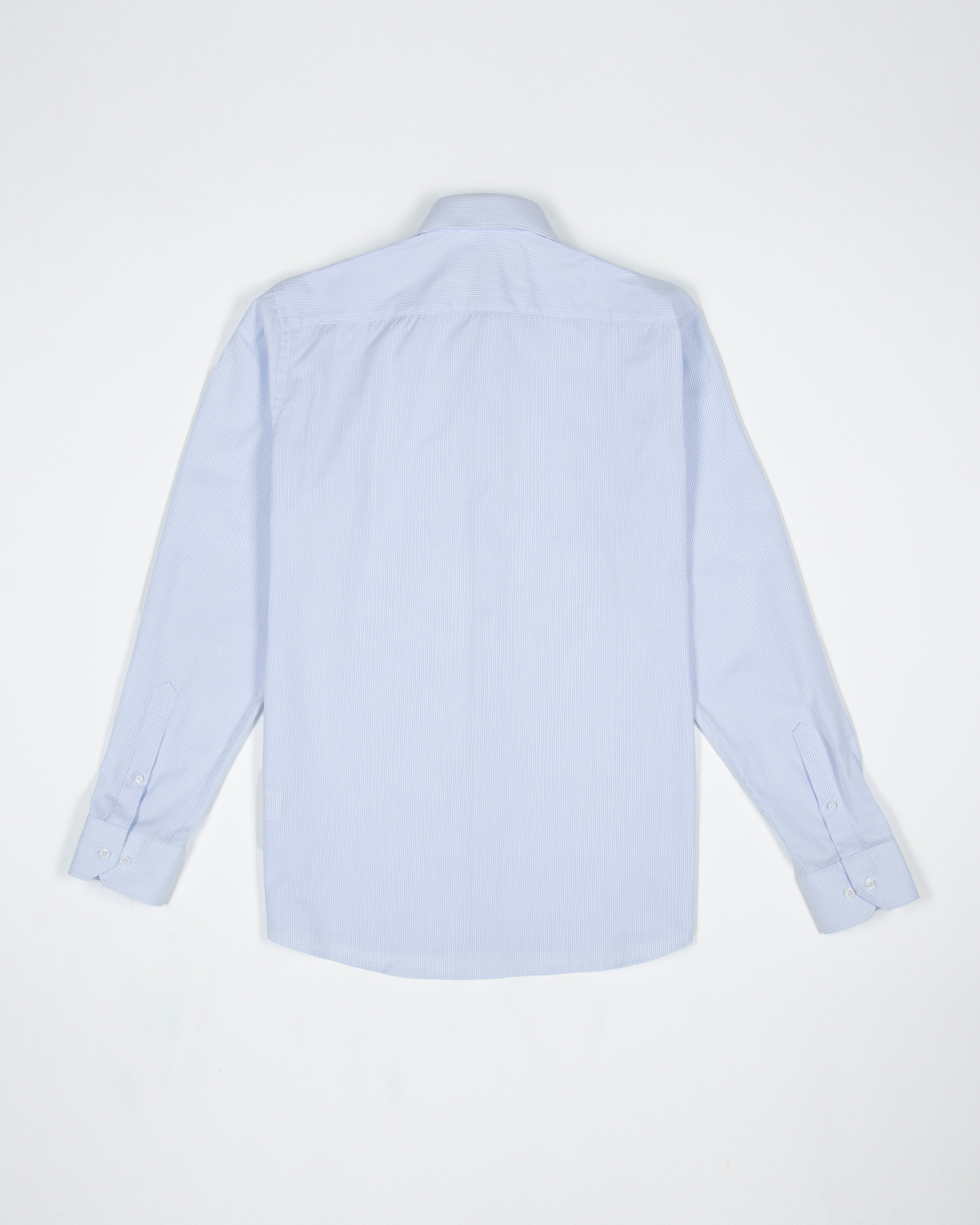 CAMISA DOBBY CUADRO VENTANA ALGODÓN AZUL CLARO_01340