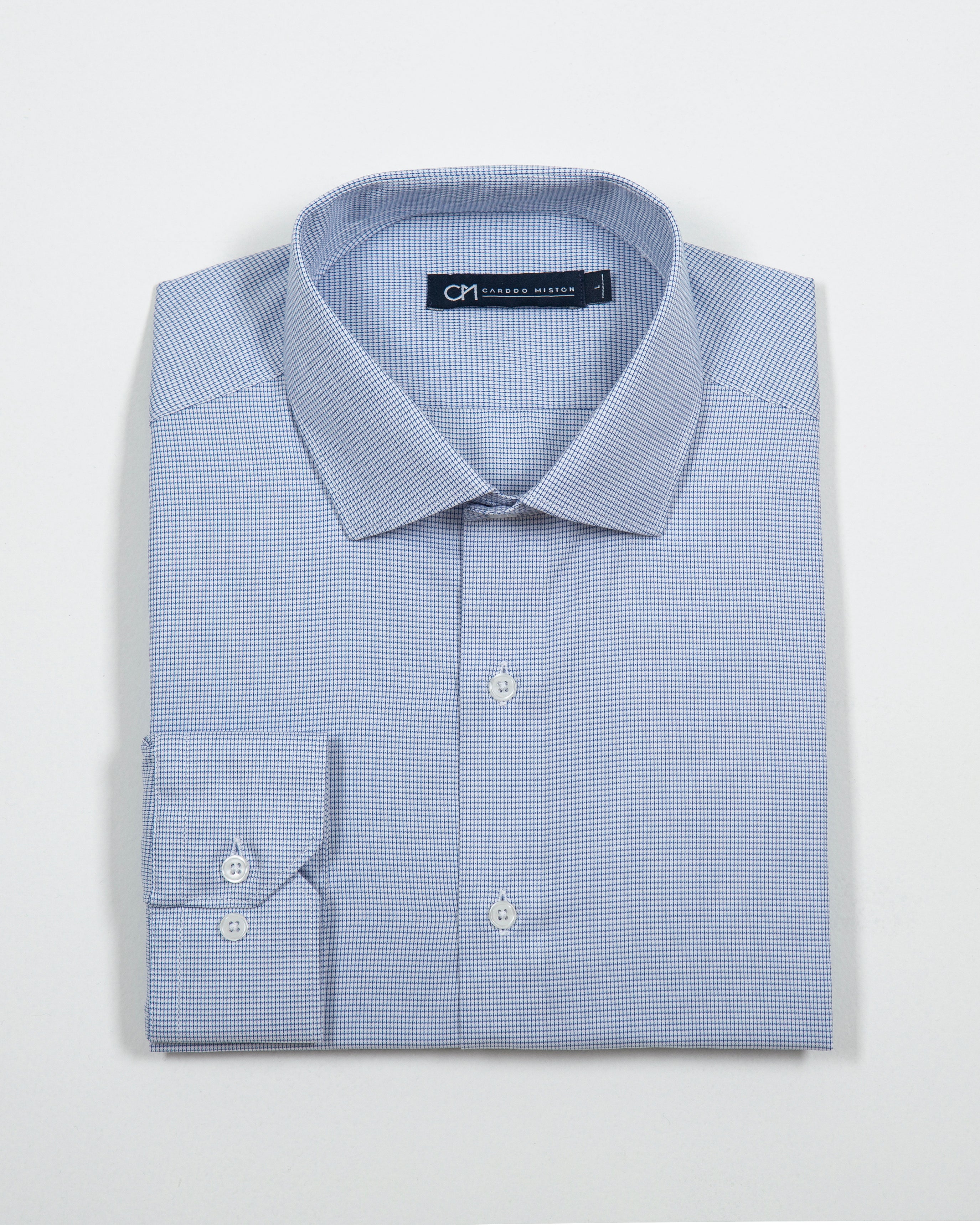 CAMISA MINI CUADRO VENTANA ALGODÓN AZUL MEDIO_01338