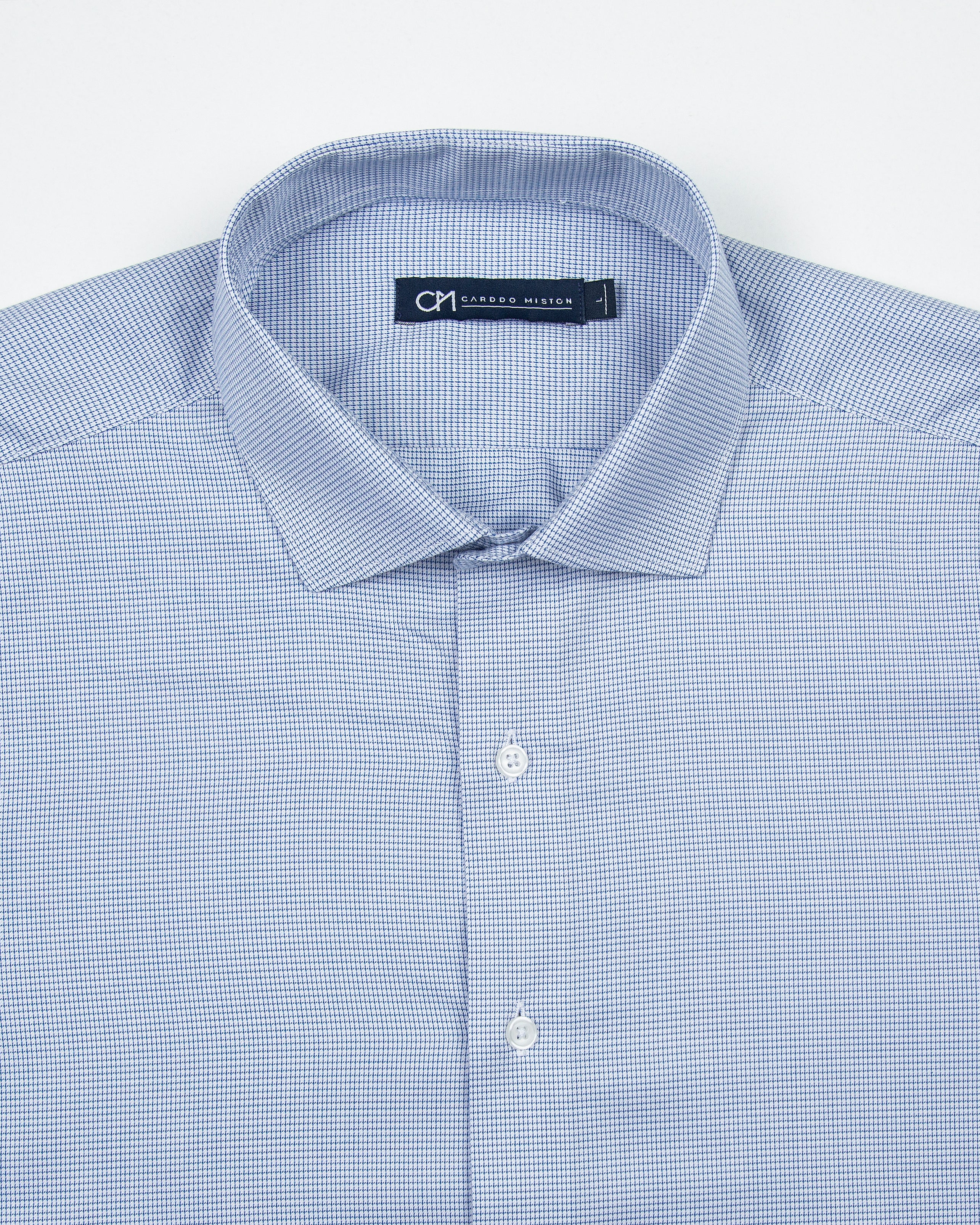 CAMISA MINI CUADRO VENTANA ALGODÓN AZUL MEDIO_01338