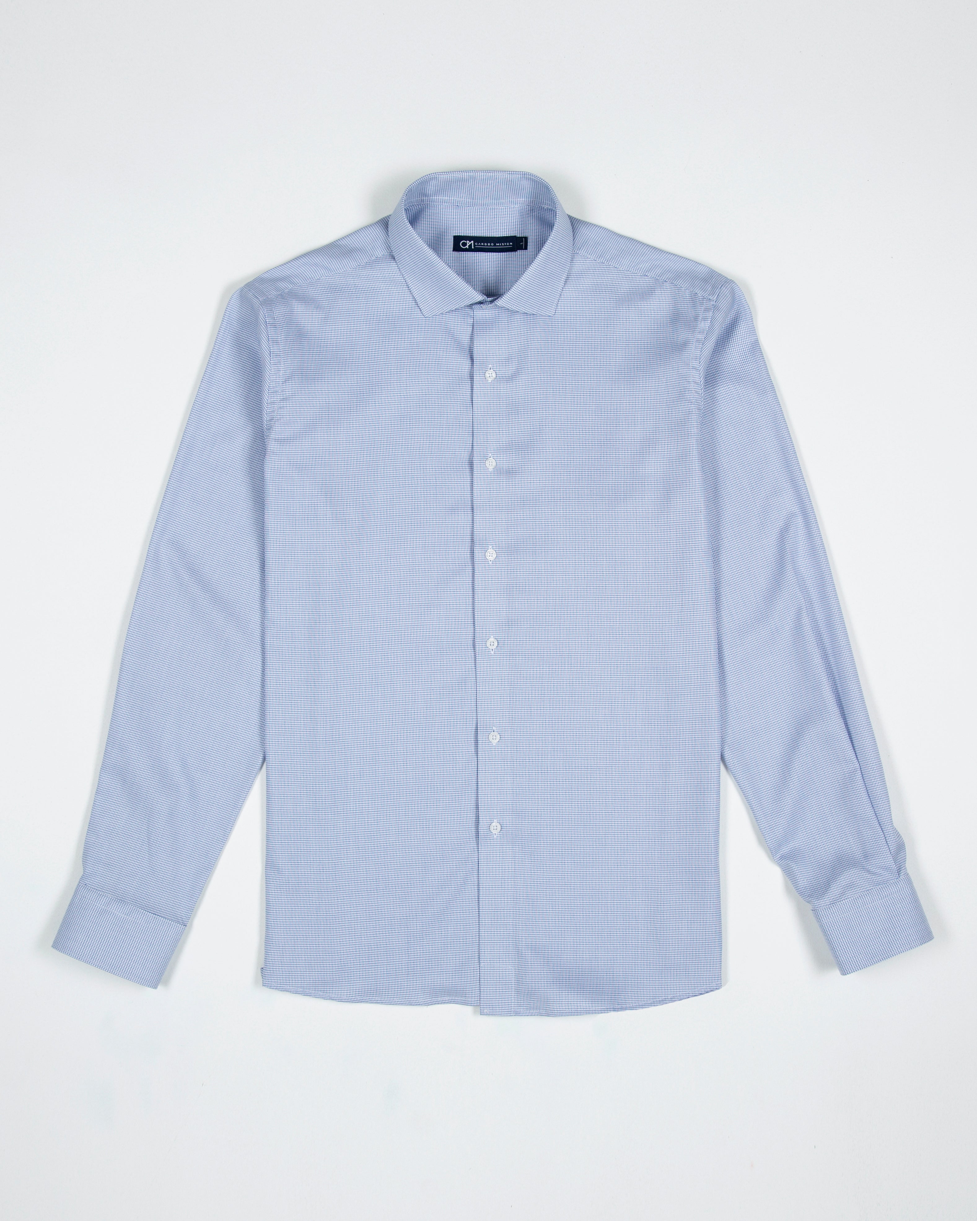 CAMISA MINI CUADRO VENTANA ALGODÓN AZUL MEDIO_01338